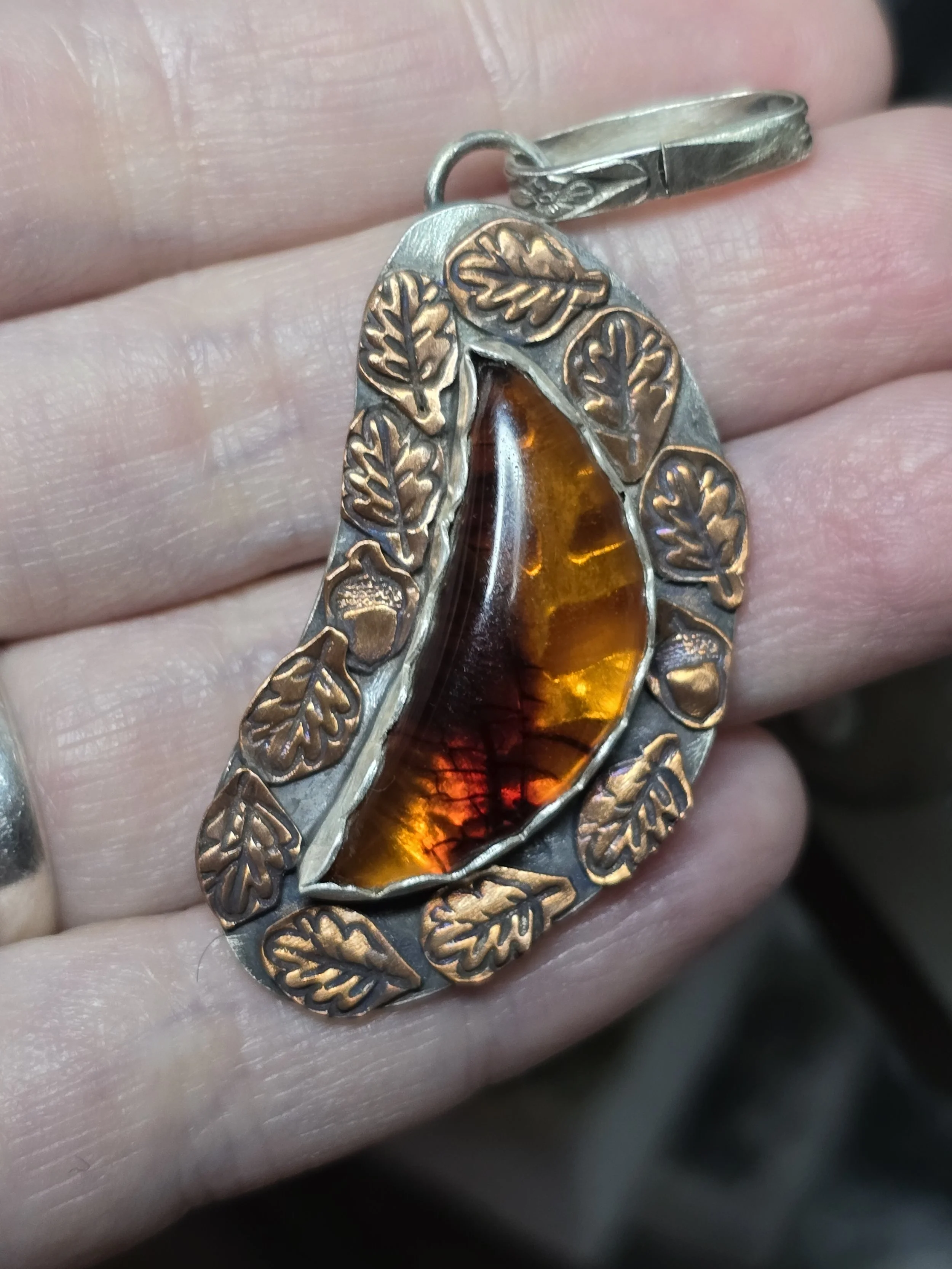 Oak Tree Amber Moon Pendant