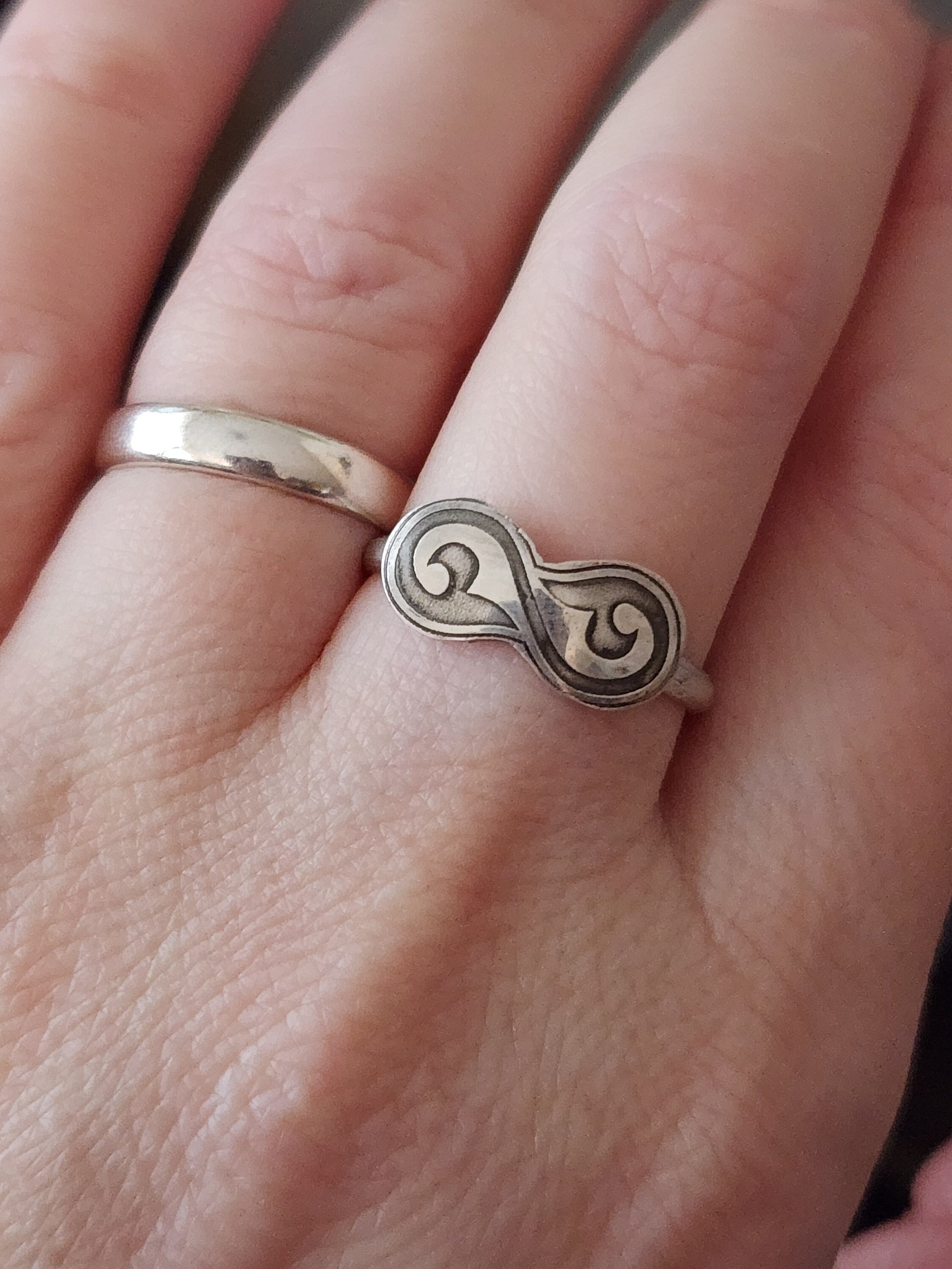 Qazmoiyn Kazakh ornament silver ring, stacking ring 3.jpg