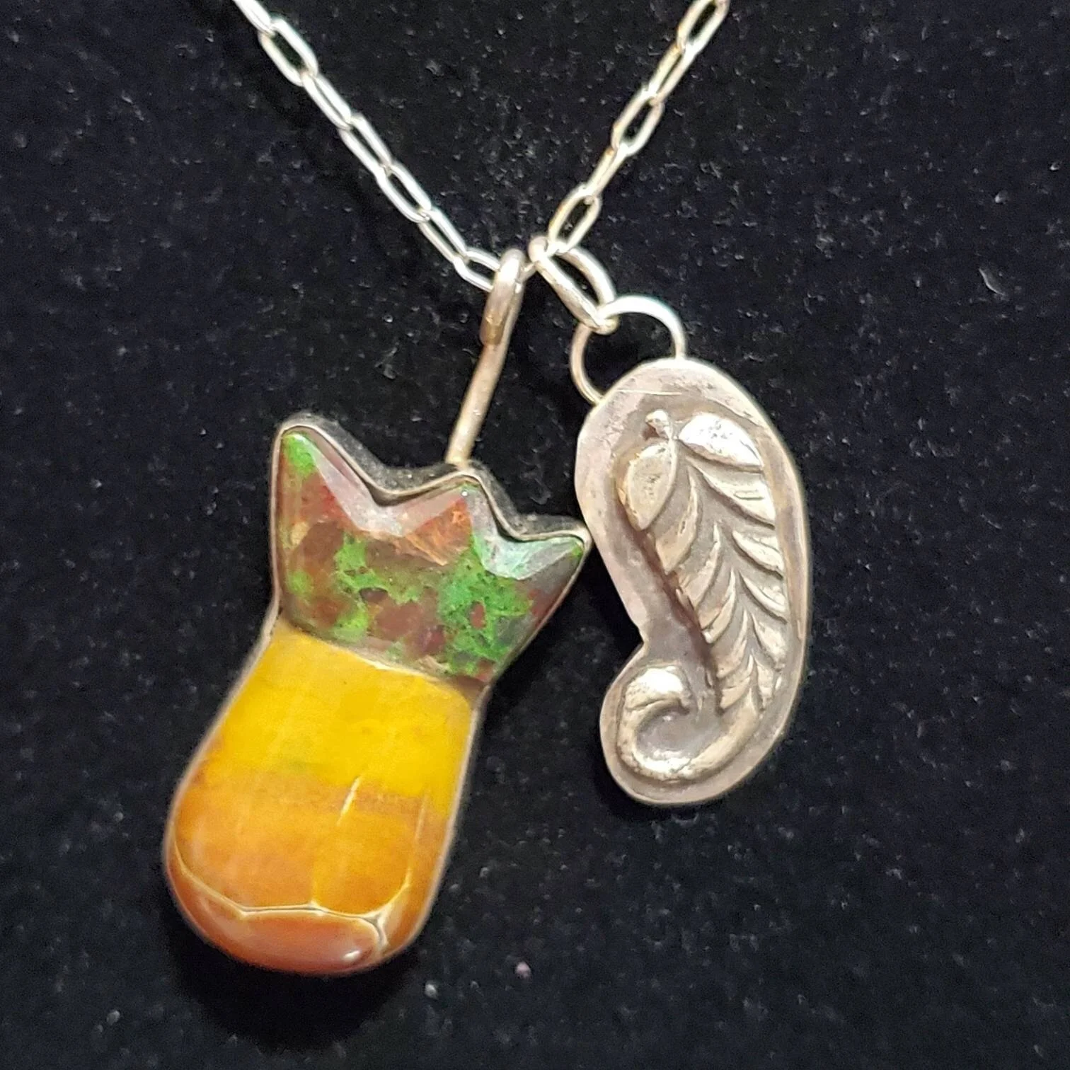 Ocean Jasper Pineapple and Silver Fern Charm Set