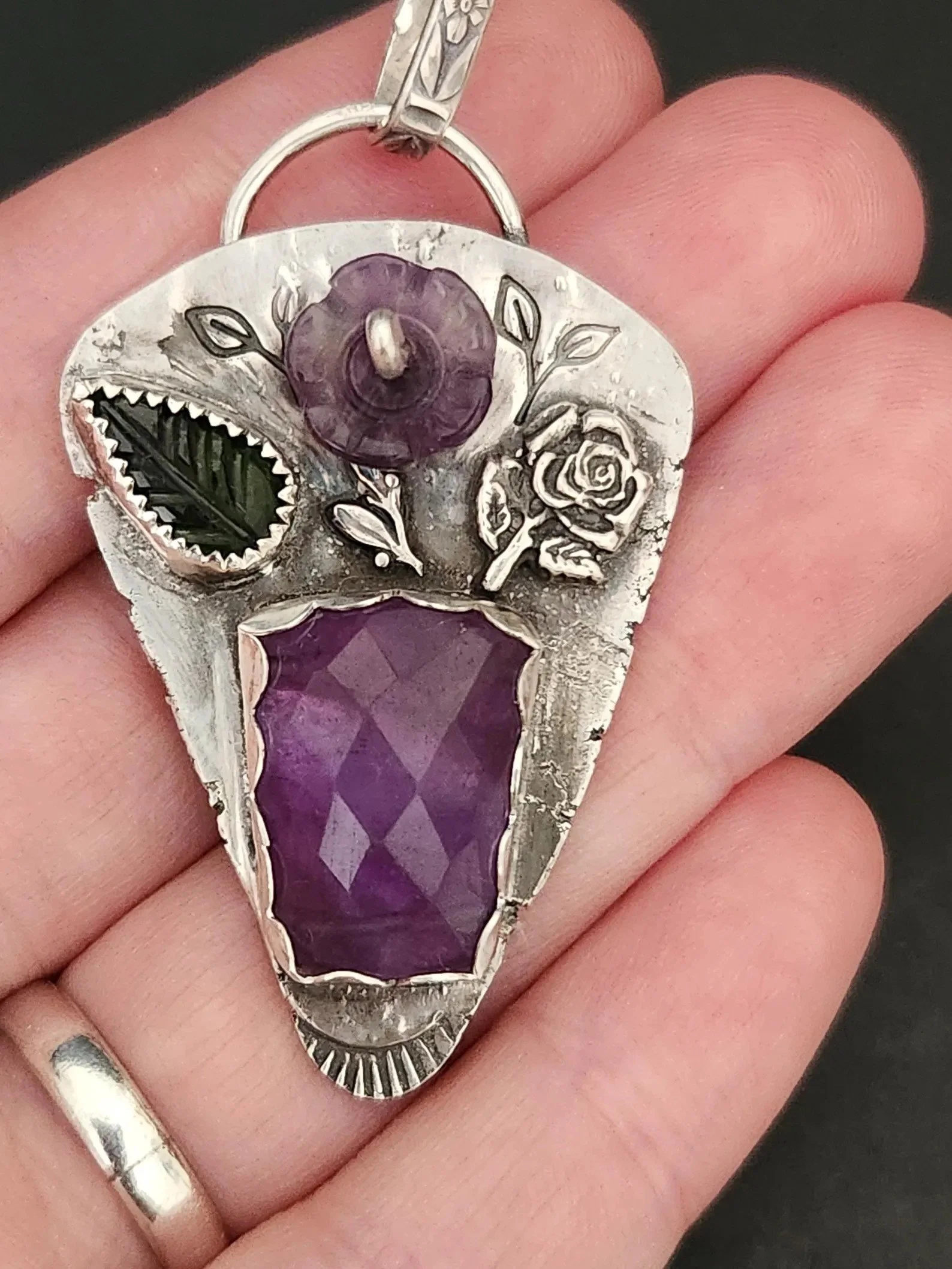 Amethyst Flower Pendant