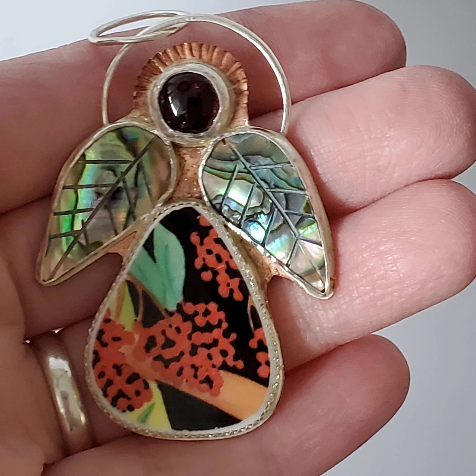 Angel Pendant with Abalone Wings
