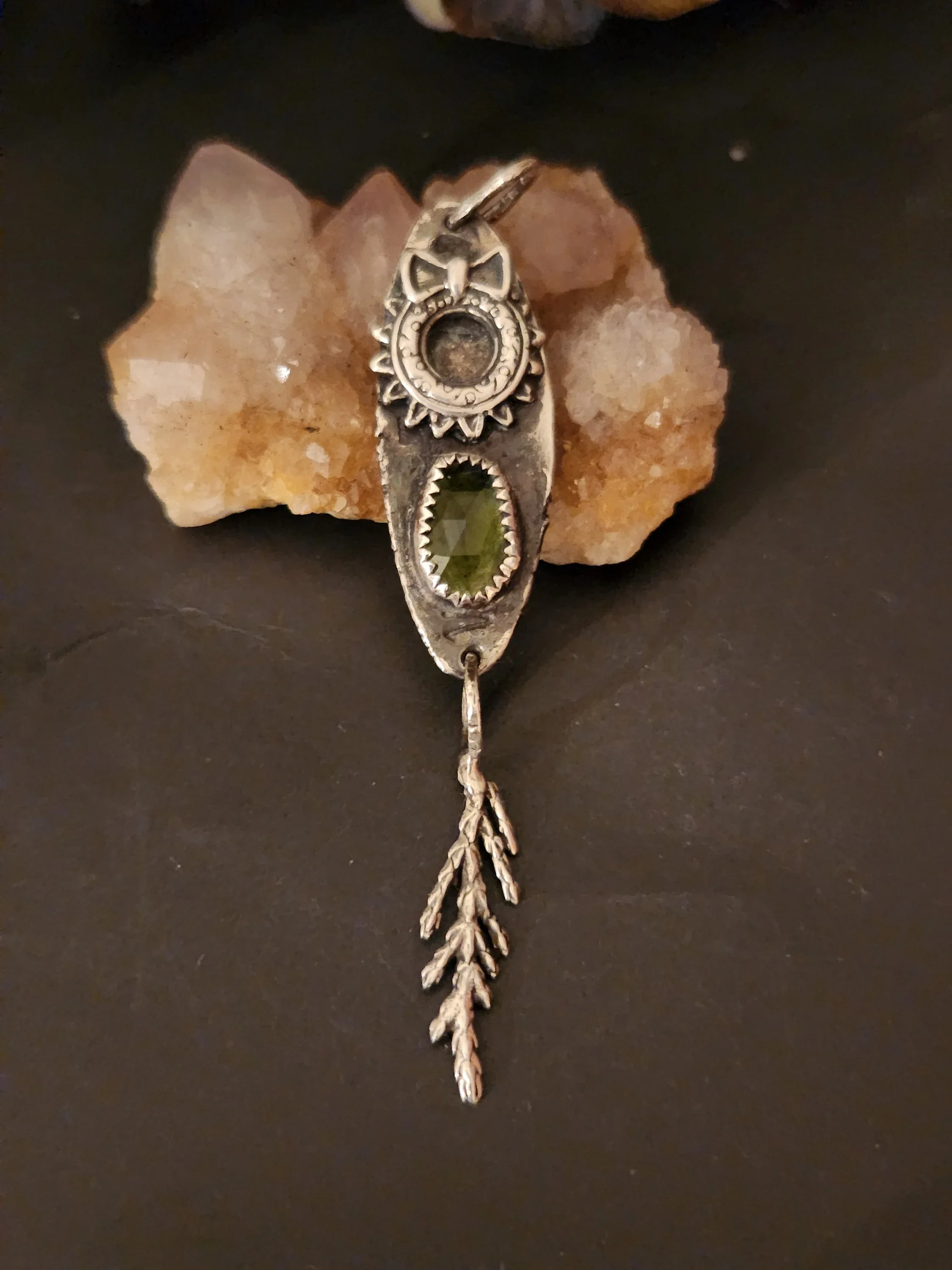 Tourmaline Wreath Silver Pendant 1