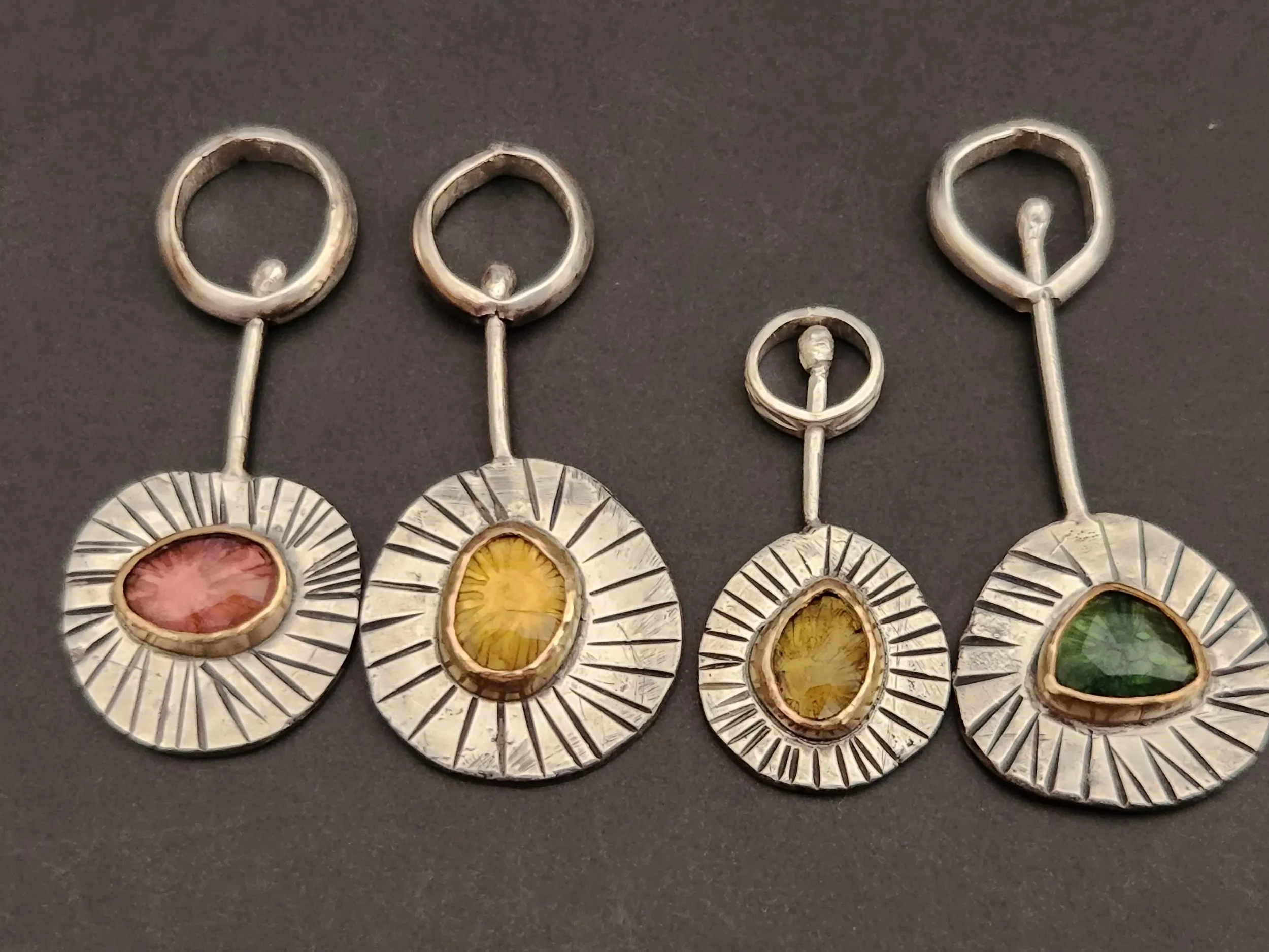 Tourmaline Spinning Pendant 4 Color Variations