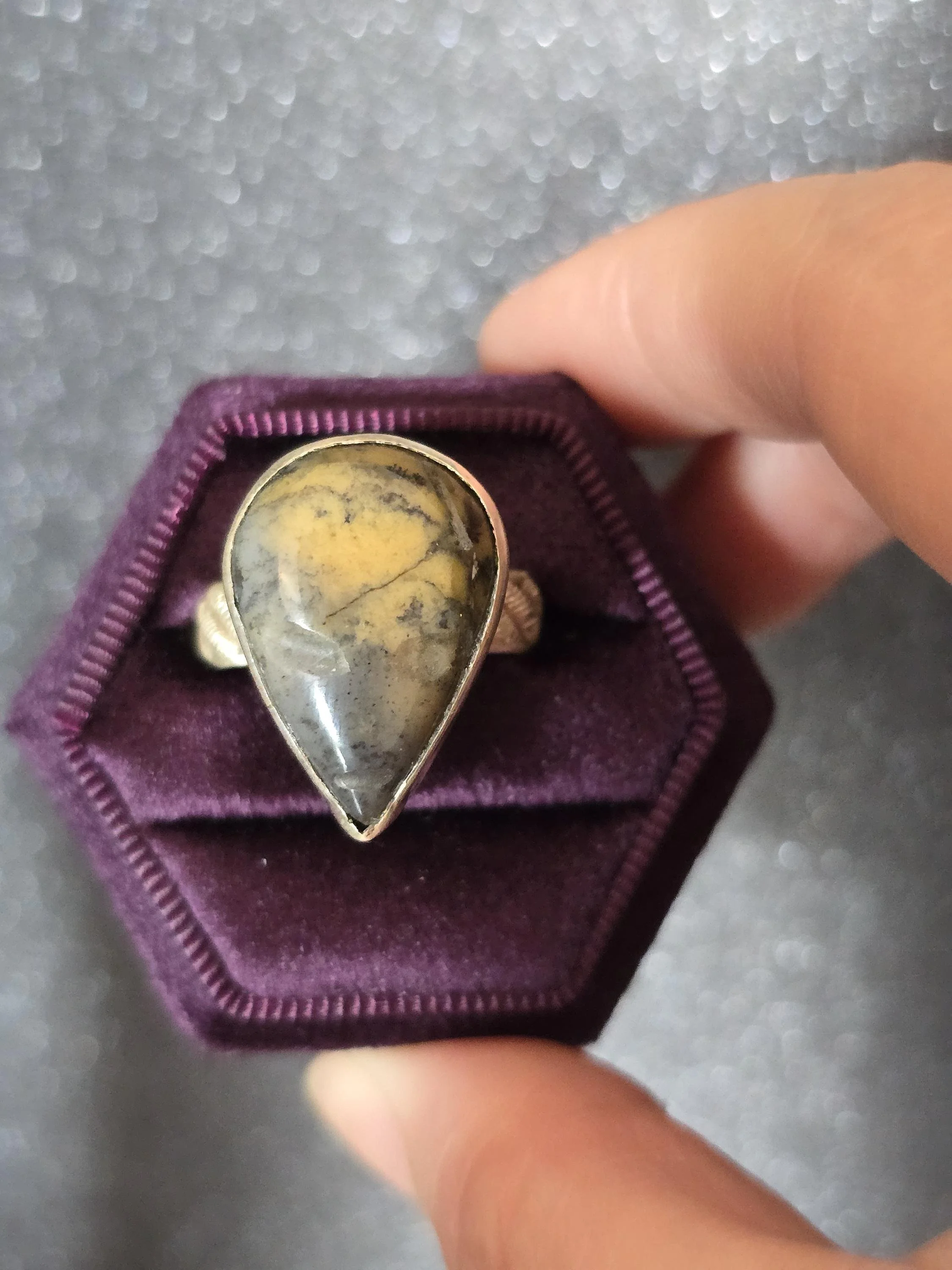 Amethyst Sage Agate Alien Ring in Silver-Size 9.5