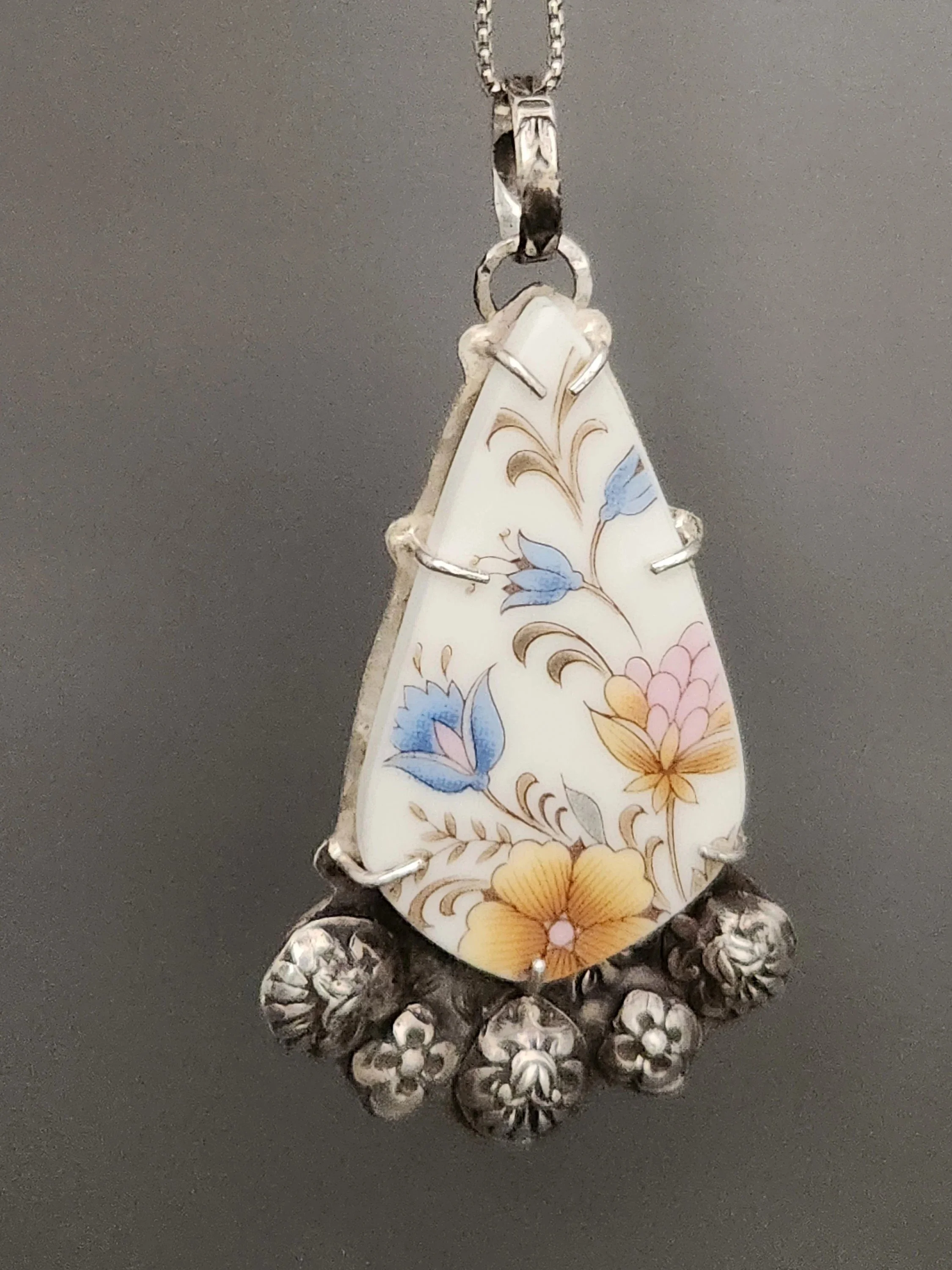 Solidarity with Ukraine Upcycled China Pendant in Silver