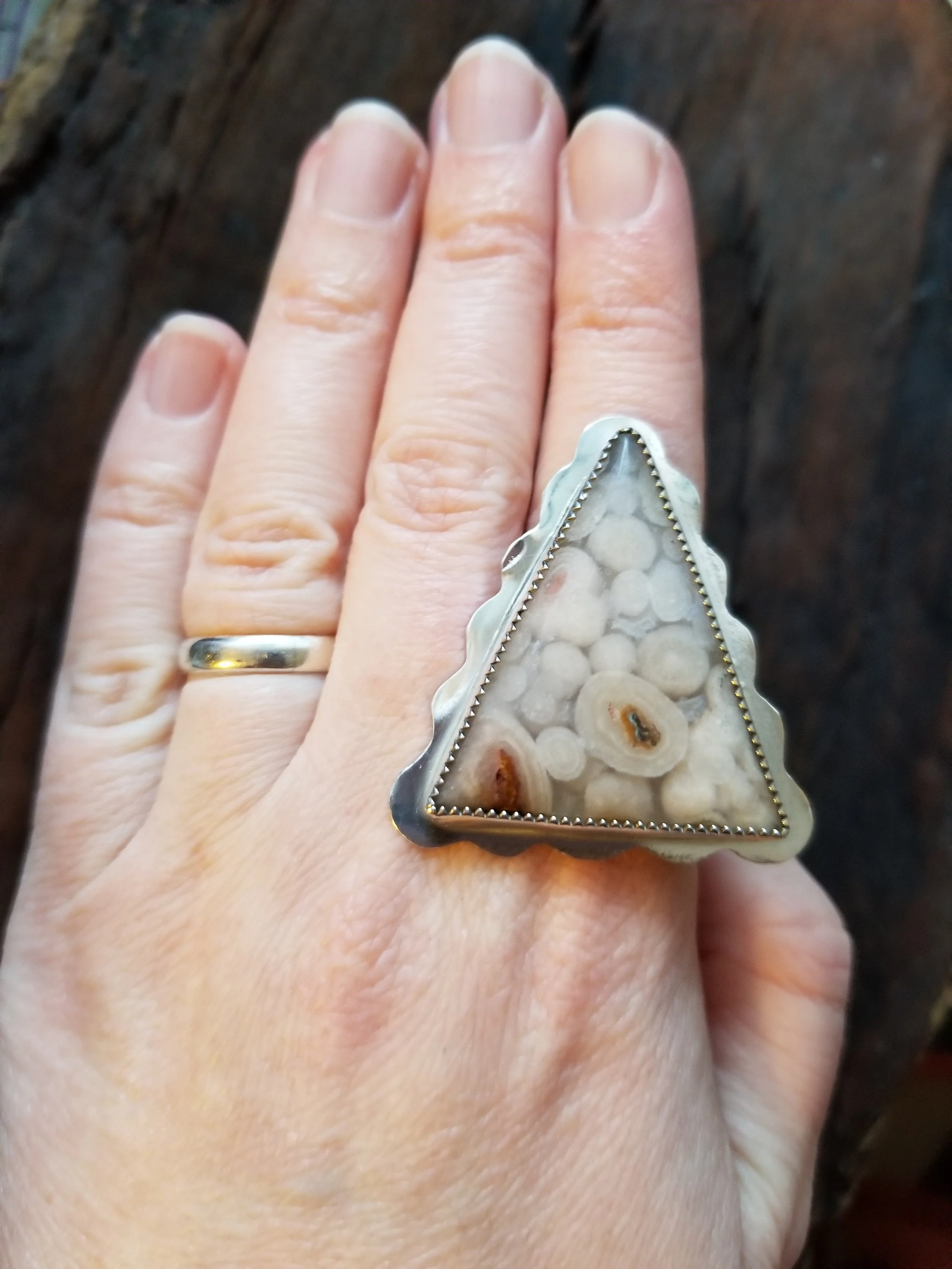 Custom made fish eye jasper ring