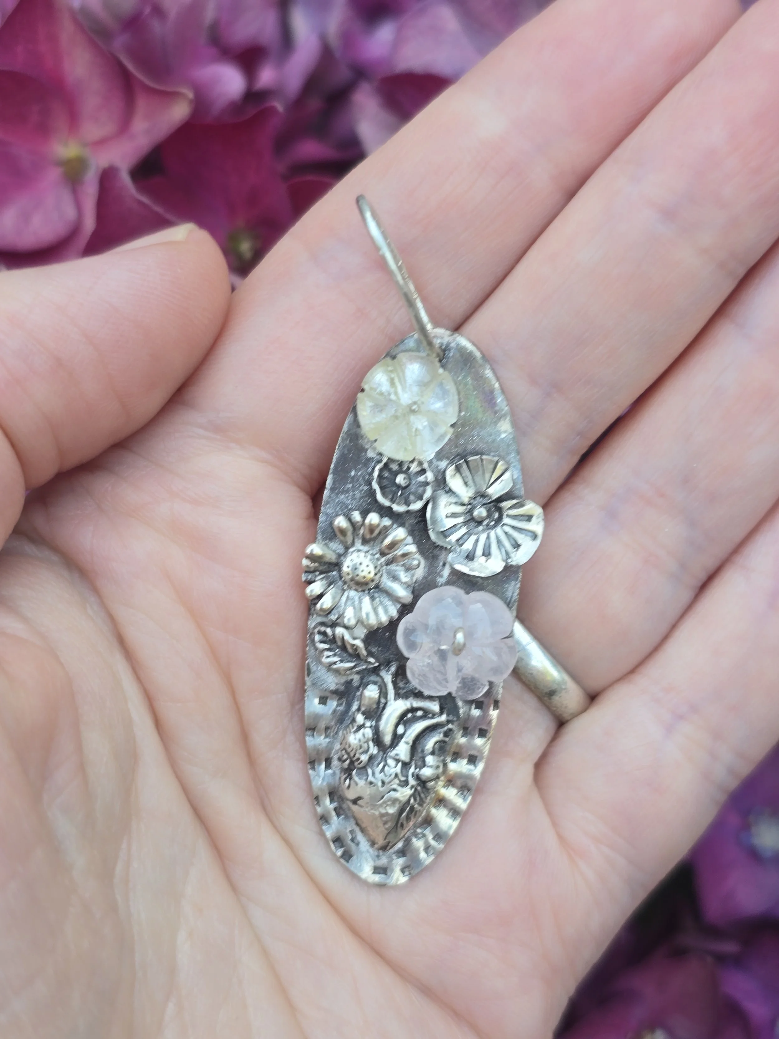 Blooming Heart 1 Silver Pendant