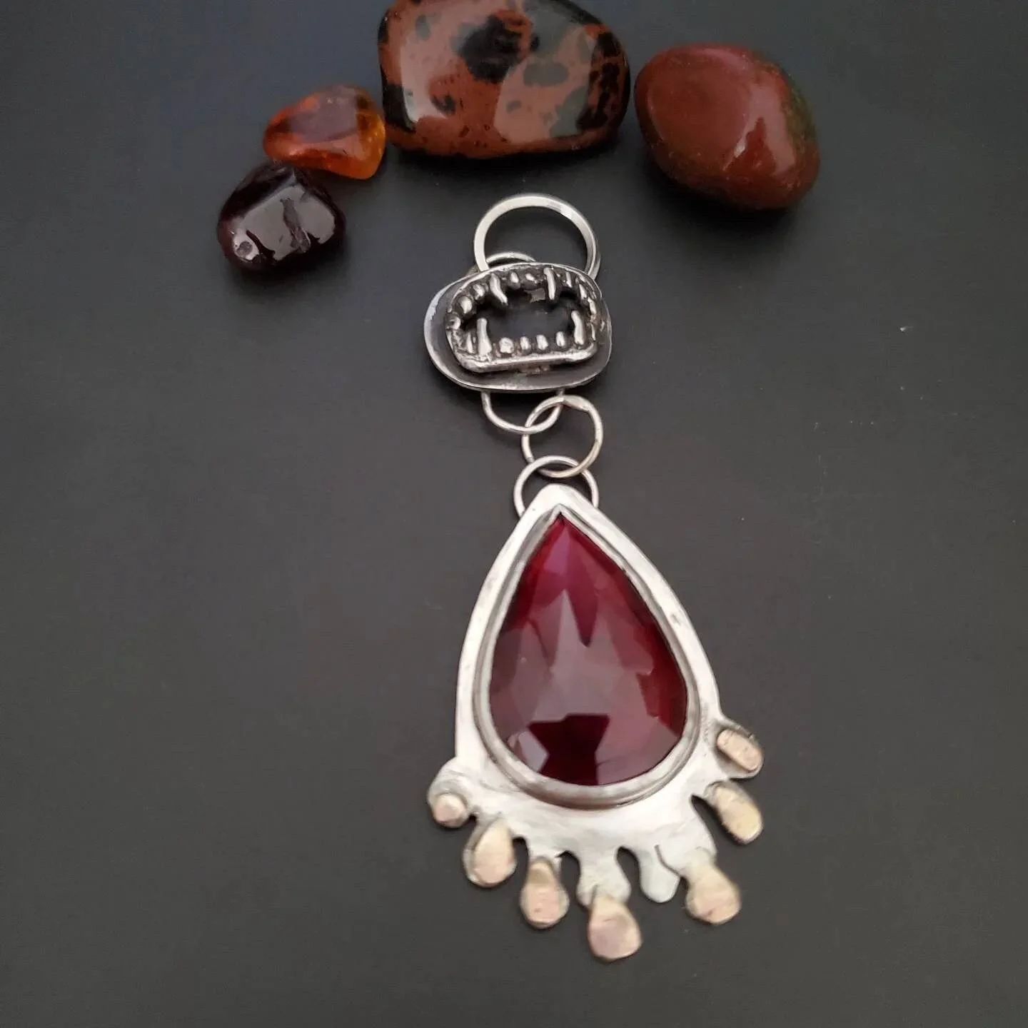 Vampire's Kiss Silver Garnet Pendant