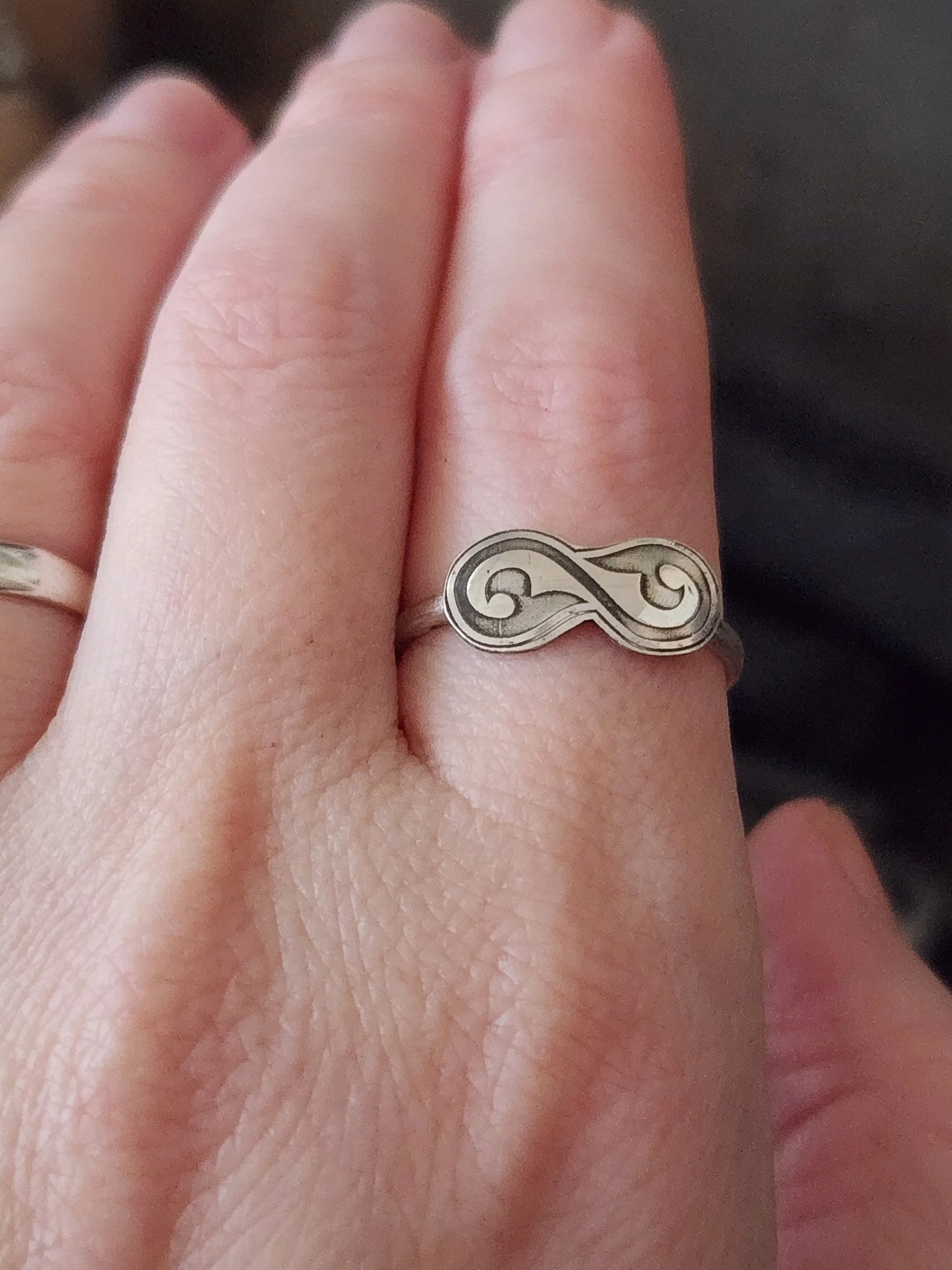 Qazmoiyn Kazakh ornament silver ring, stacking ring 2.jpg