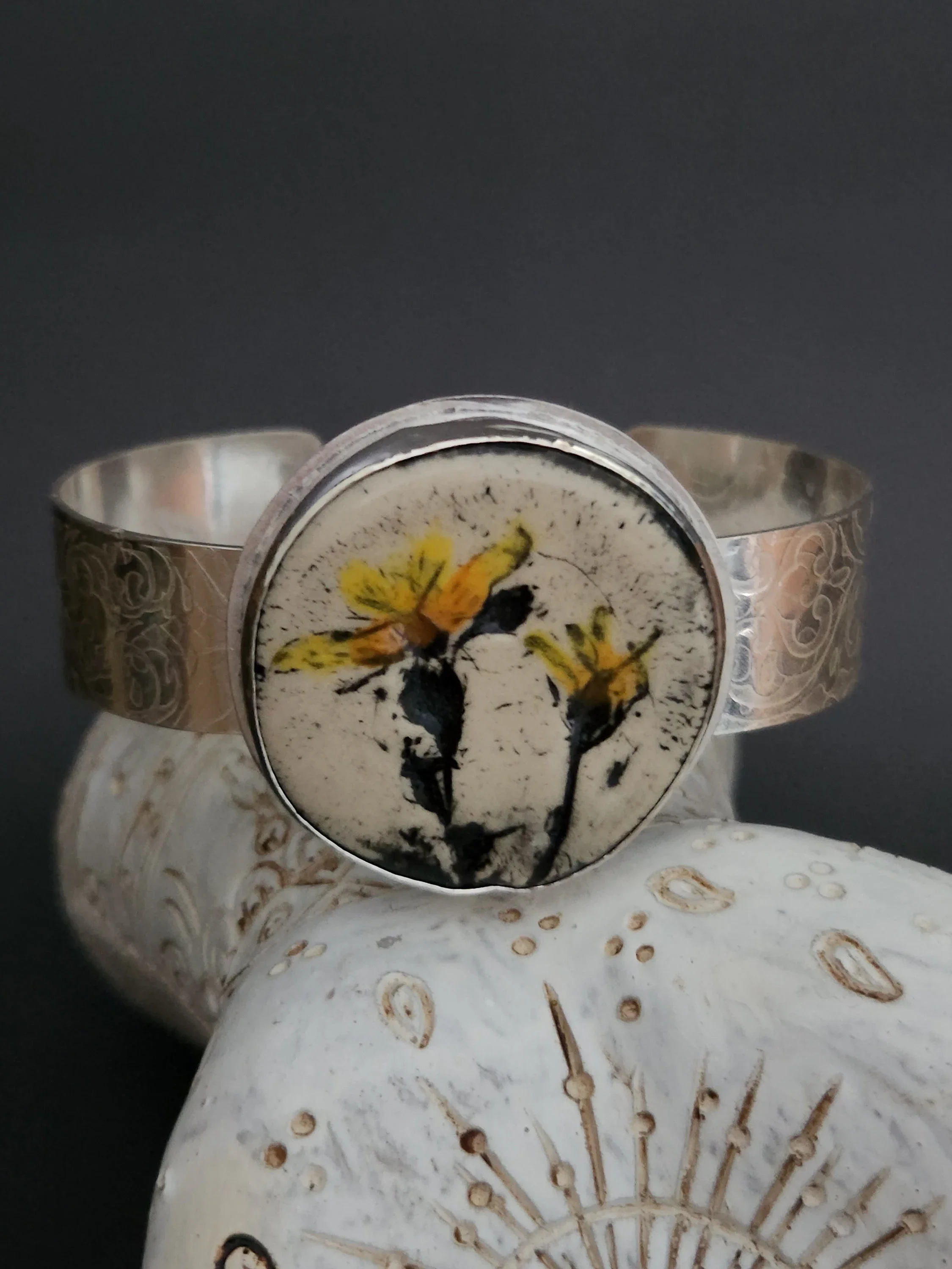 Silver Ceramic Cuff