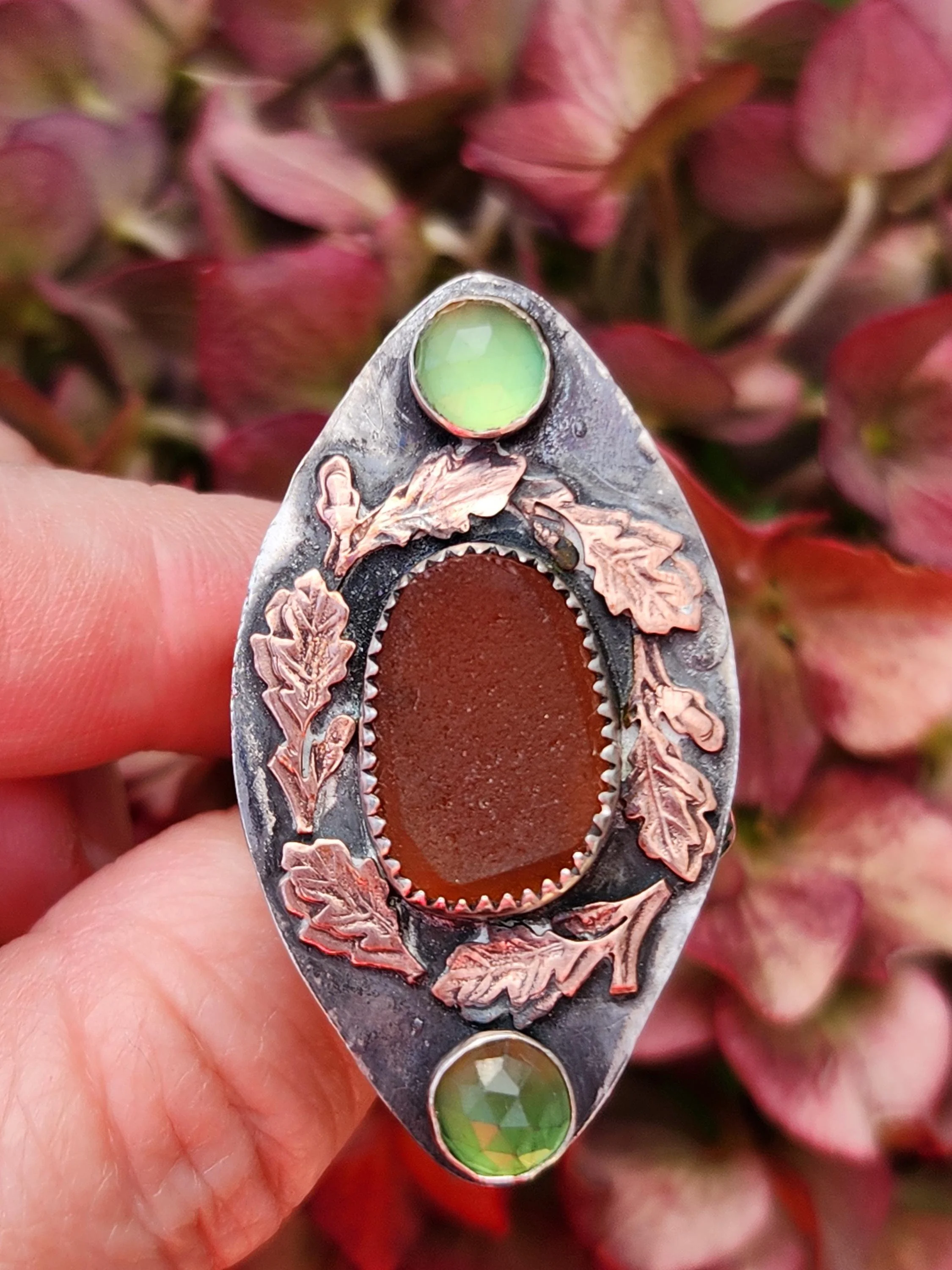PNW forest ring size 9.5 - 10 with sea glass and serpentine 4.jpg