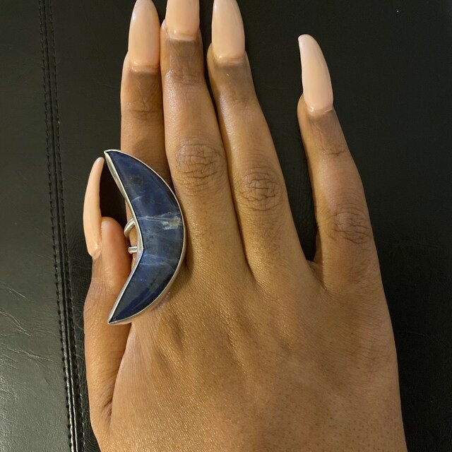 Crystal Crescent Moon Ring