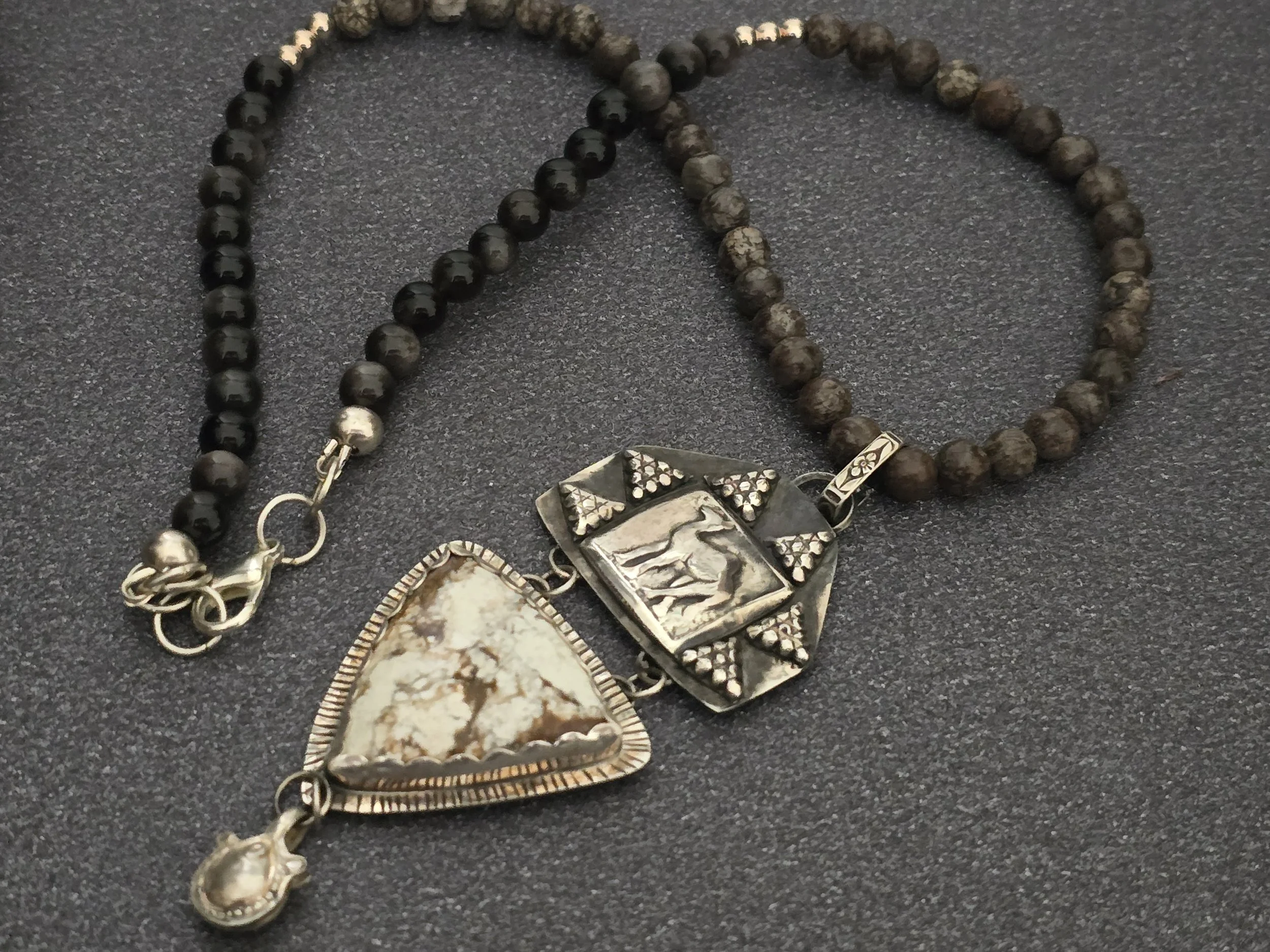 Karakum Black Sand Desert White Buffalo Turquoise Necklace