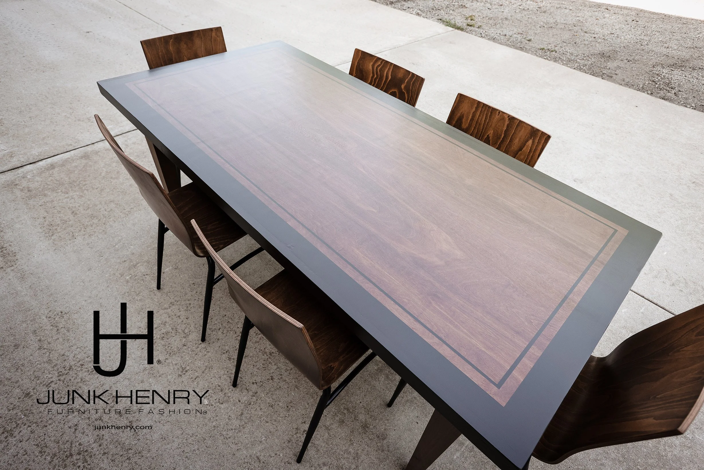 Junk Henry Custom Table 3foot by 6foot with 6 chairs