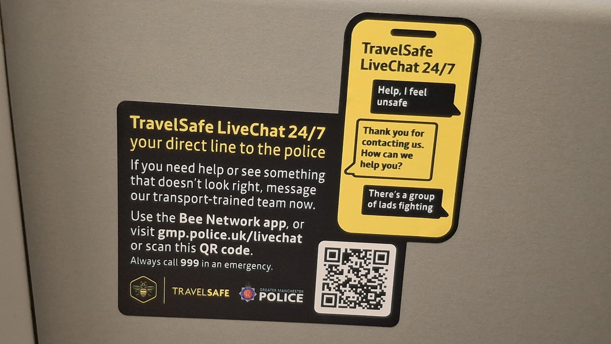 New TravelSafe stickers on trams and buses in Greater Manchester