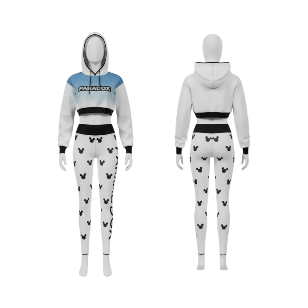 Women’s Cropped Hoodie & Printed High-Waist Leggings Set – Paradox Edition
