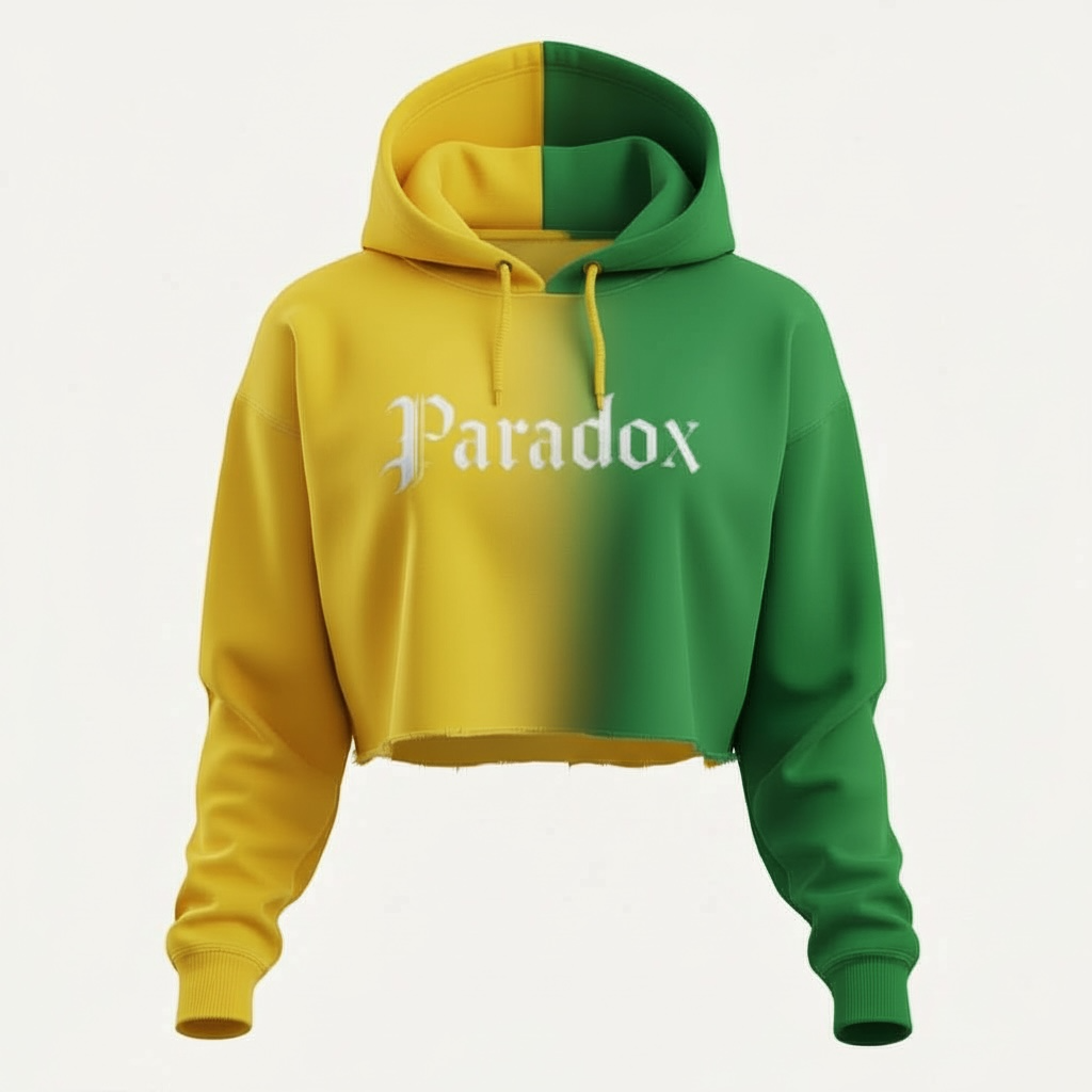 Paradox Split-Tone Cropped Hoodie (Yellow & Green