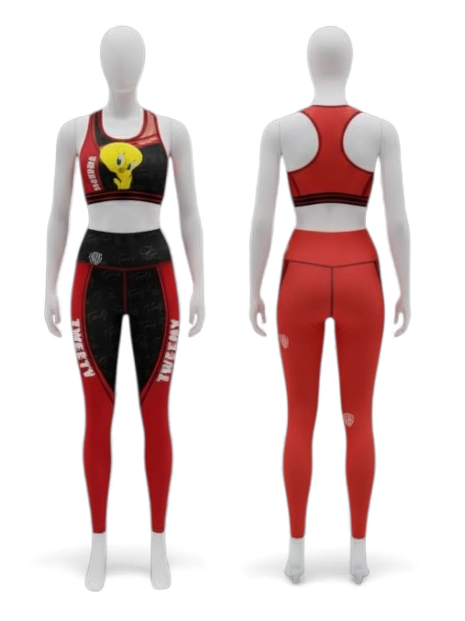 Women’s Tweety™ Red & Black Activewear Set – Sports Bra + Leggings