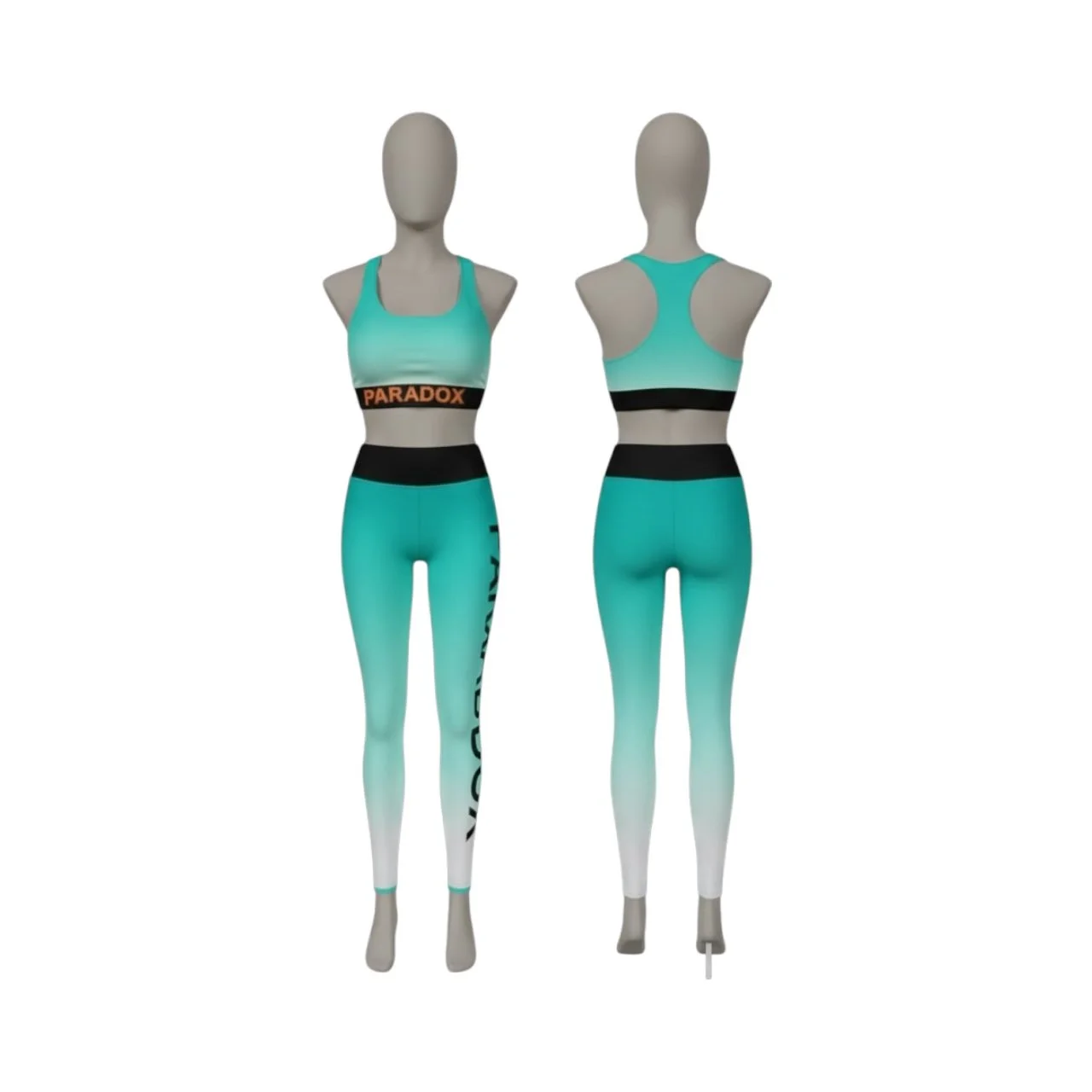 Paradox Teal Frost Gradient Activewear Set – Sports Bra & High-Rise Leggings