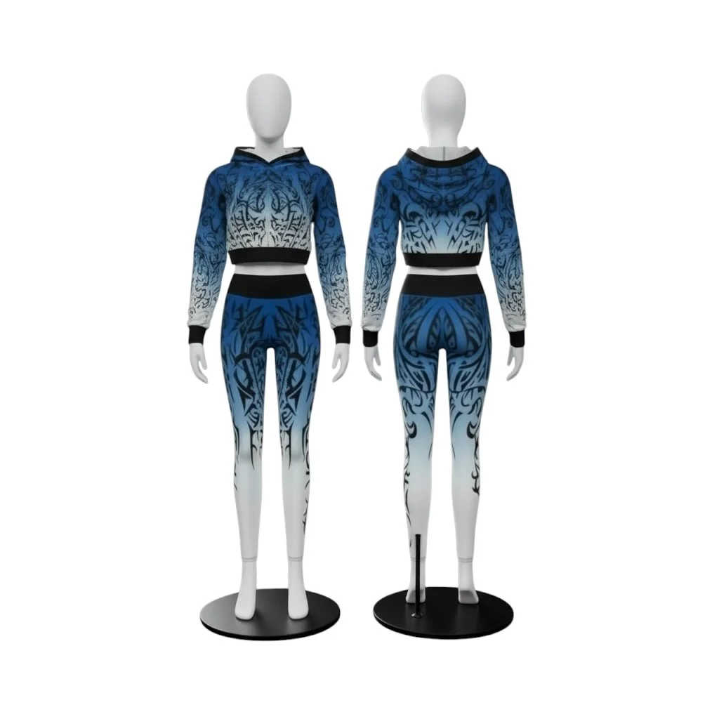 Blue Tribal Gradient Activewear Set