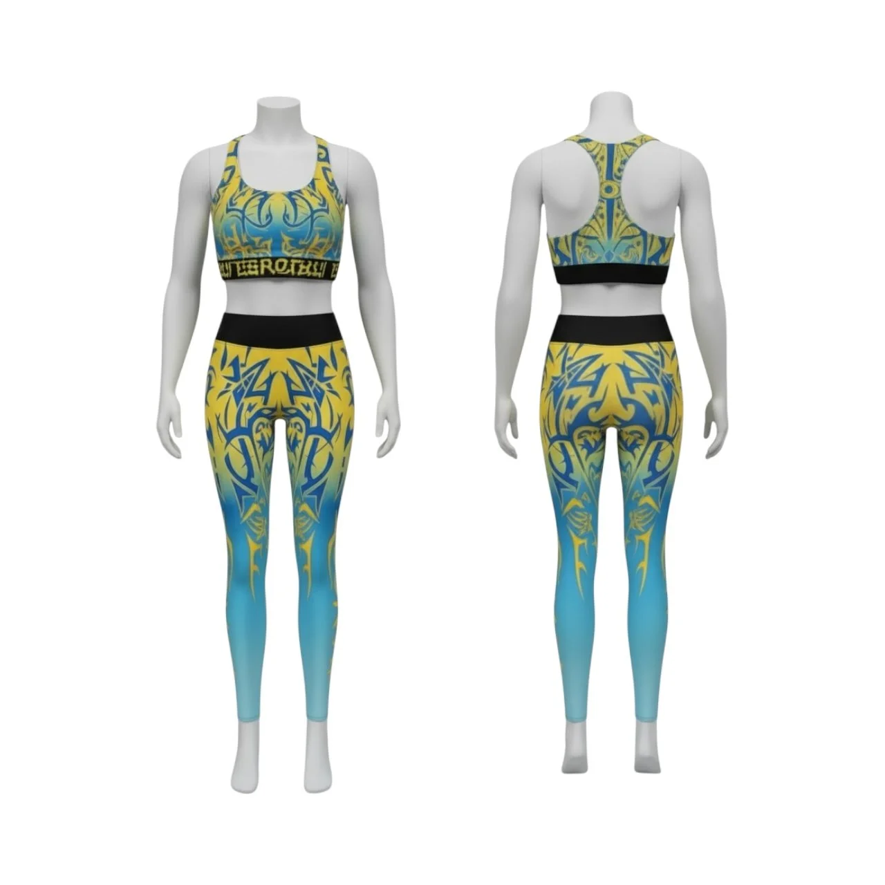 Paradox Solaris Tide Tribal Activewear Set – Sports Bra & High-Rise Leggings
