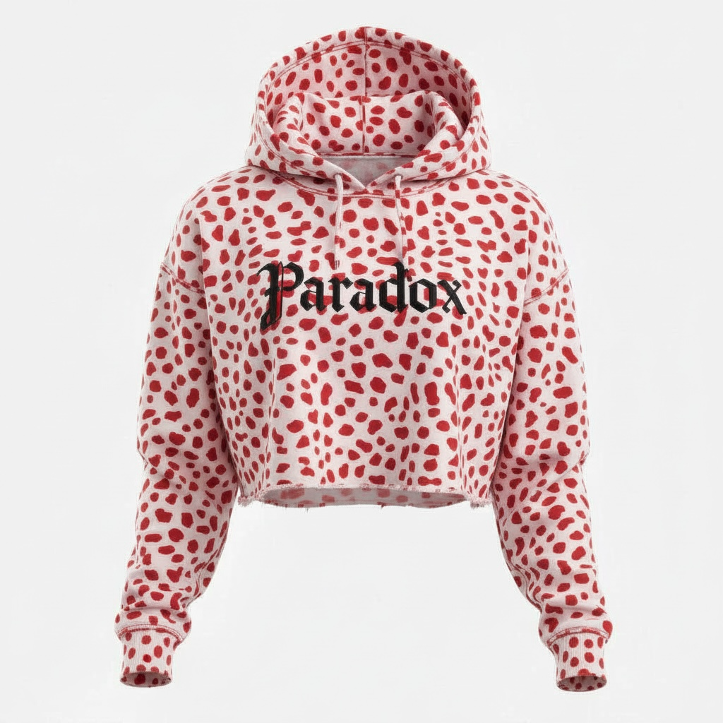 Paradox Spotted Cropped Hoodie (Red & White)