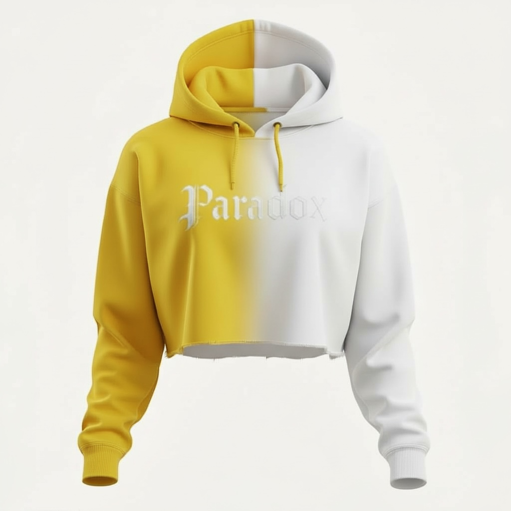 Paradox Cropped Hoodie – Yellow and White