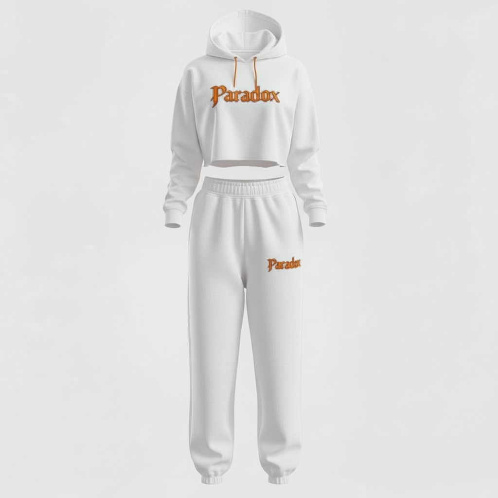 Paradox Cropped Hoodie & Jogger Set (white)