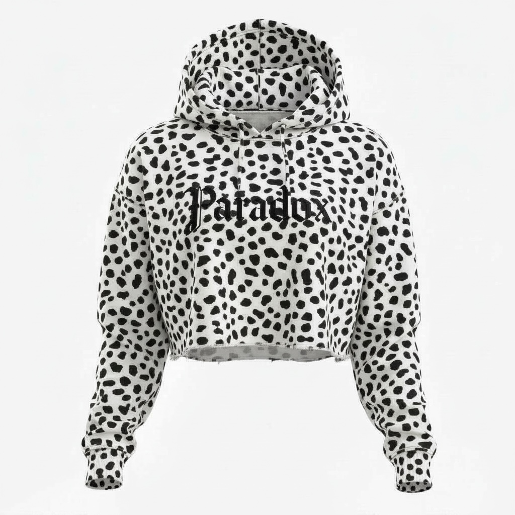 Paradox Spotted Cropped Hoodie (Black & White)