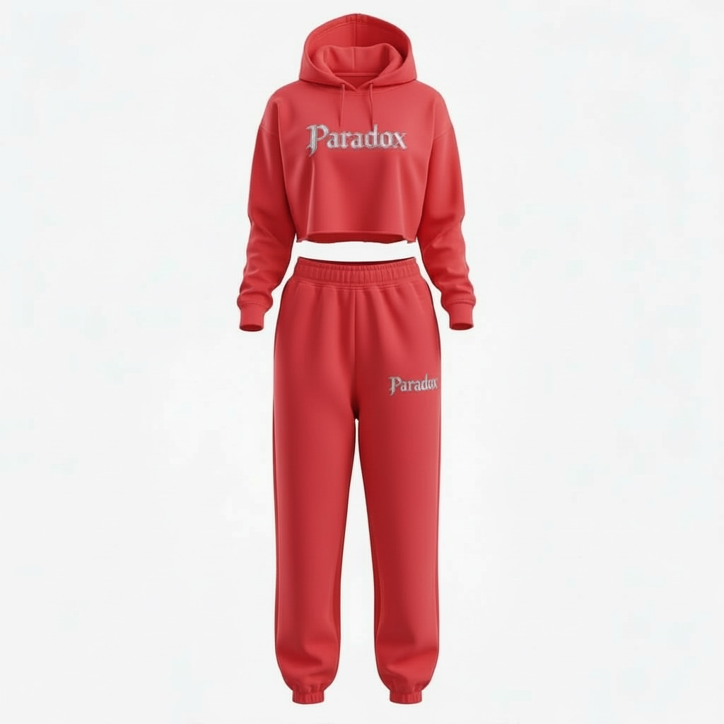 Paradox Cropped Hoodie & Jogger Set (Red) (Copy)