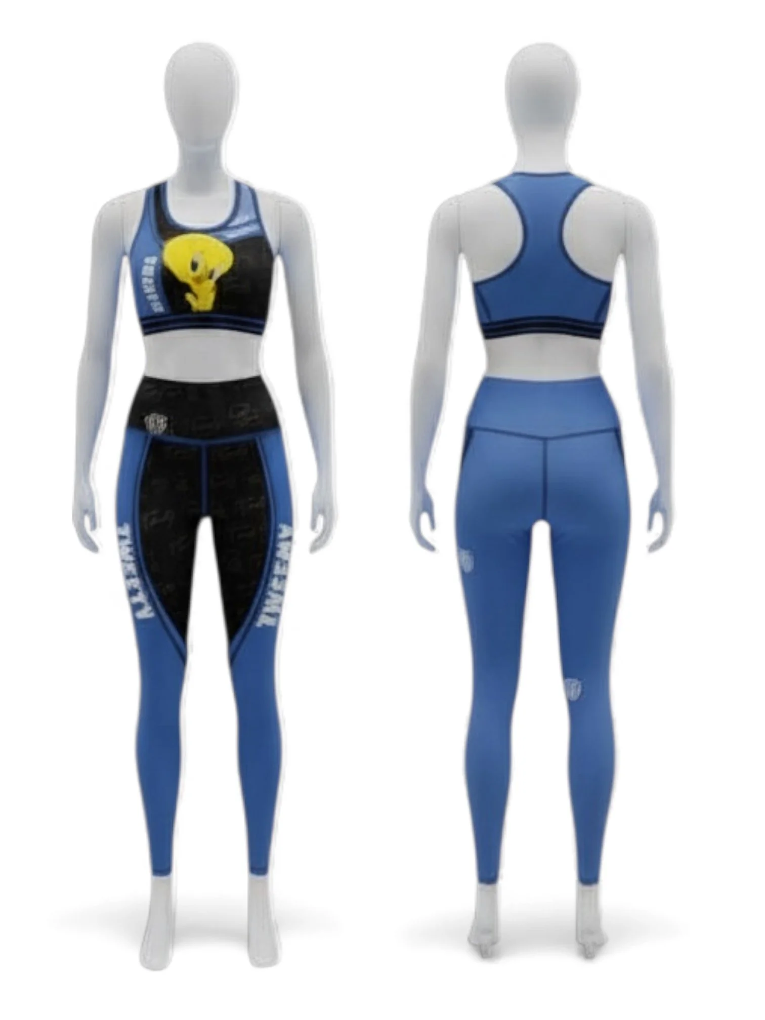 Women’s Tweety™ Blue & Black Activewear Set – Sports Bra + Leggings