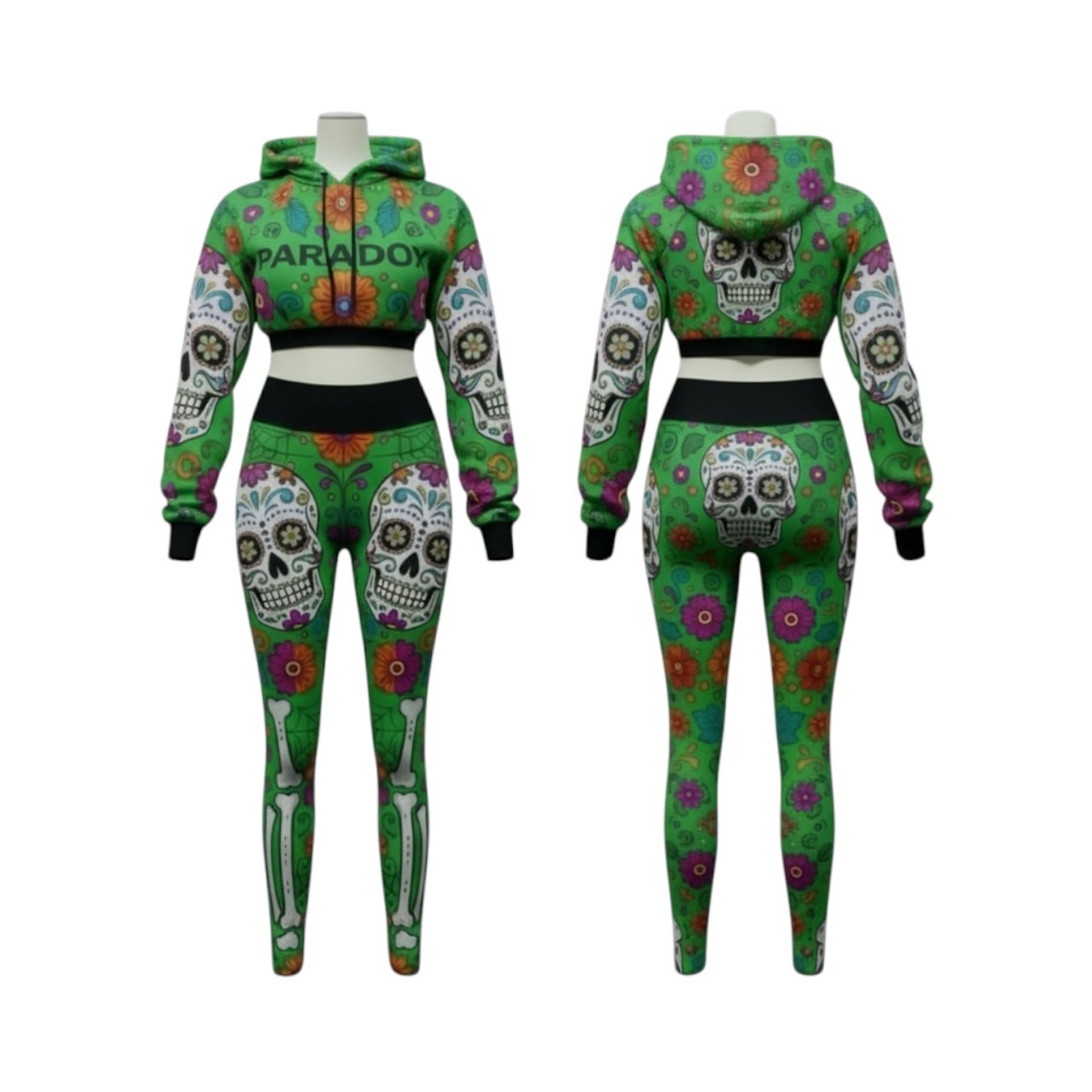 Women’s Paradox™ Sugar Skull Cropped Hoodie & High-Waist Leggings Set
