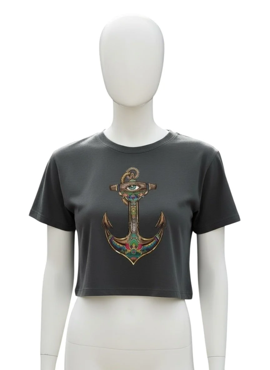 Anchor Symbol Crop Gym T-Shirt