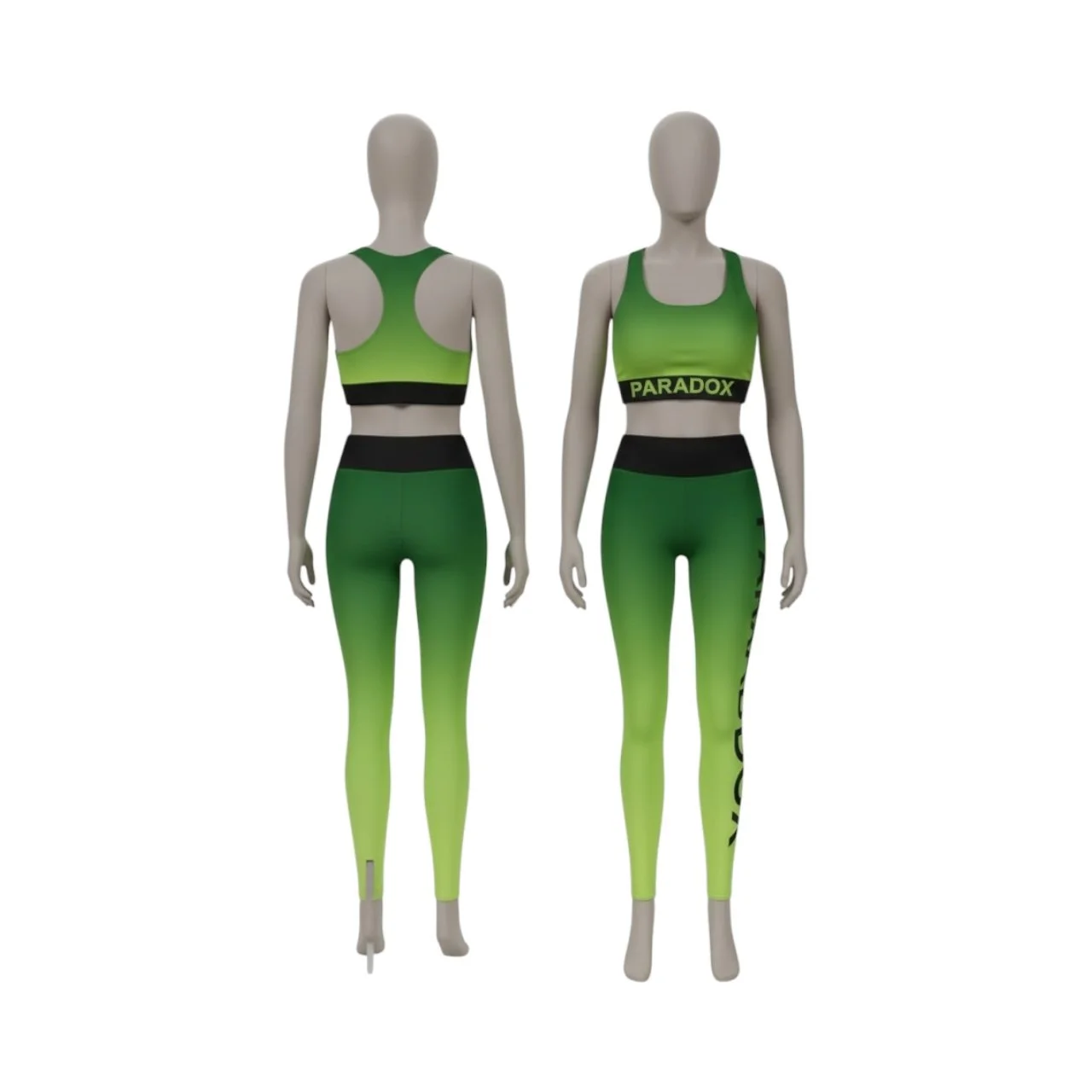 Paradox Green Gradient Activewear Set – Sports Bra & High-Rise Leggings