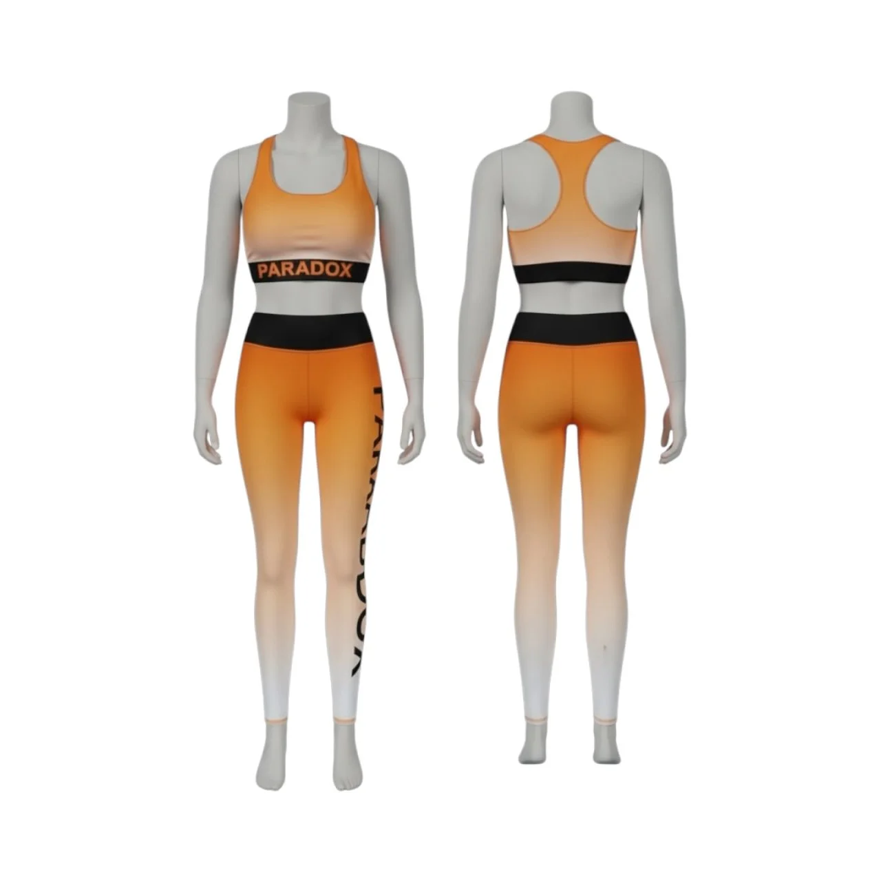 Paradox Sunset Orange Gradient Activewear Set – Sports Bra & High-Rise Leggings