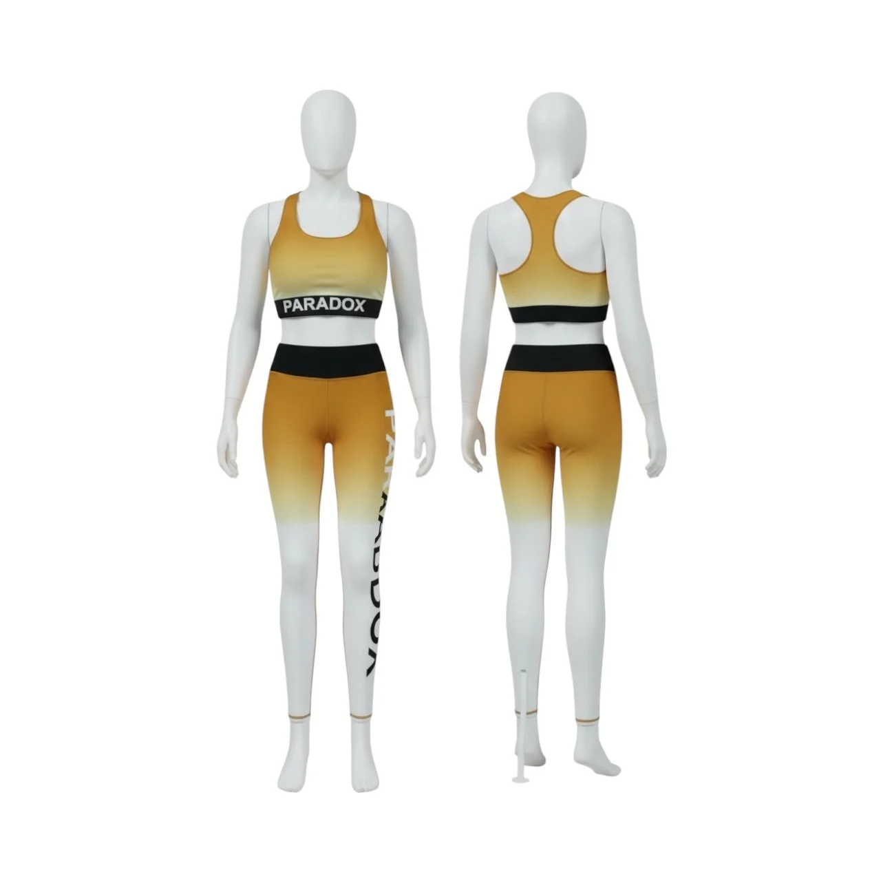 Paradox Gold Gradient Activewear Set – Sports Bra & High-Waisted Leggings