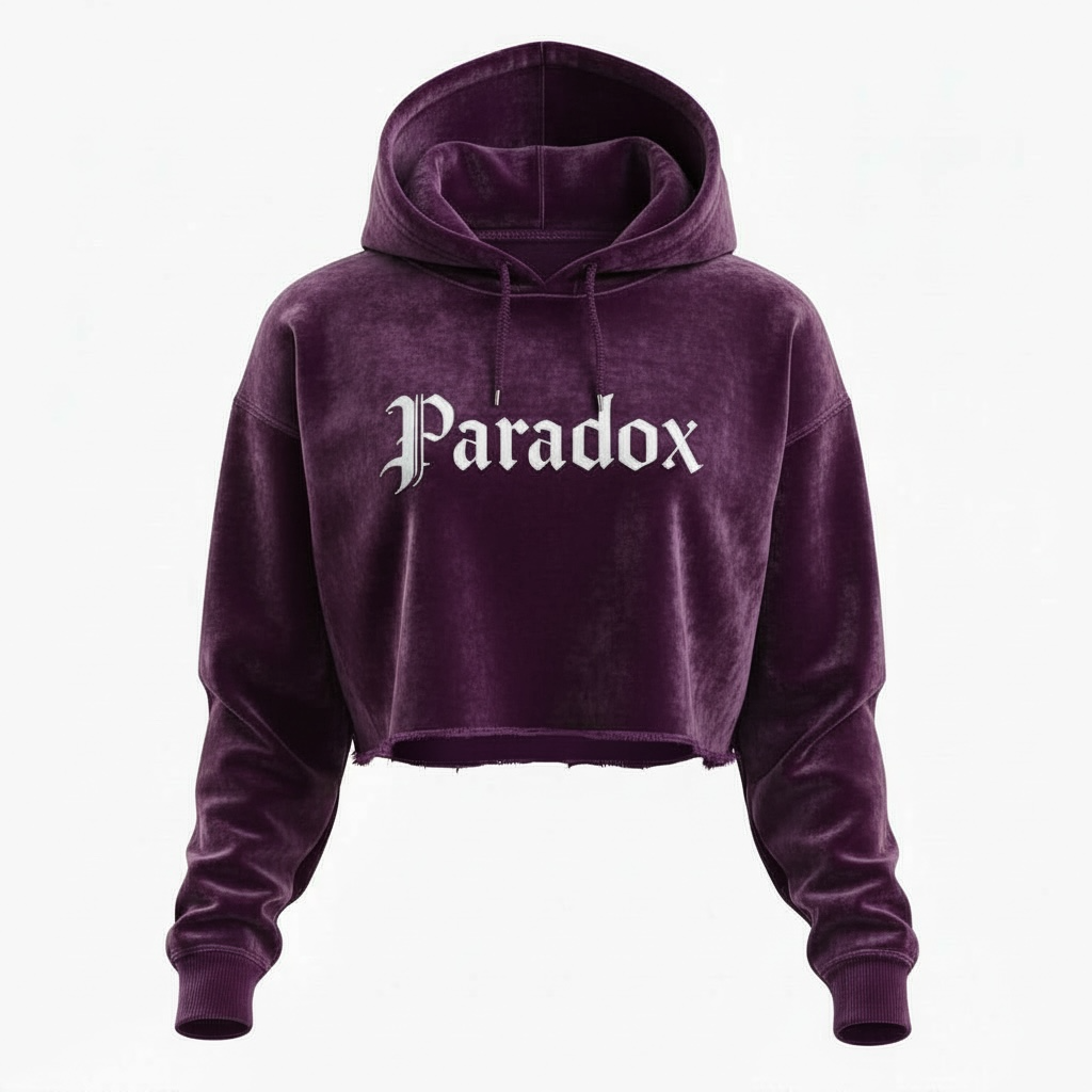Paradox Velvet Cropped Hoodie (Plum)