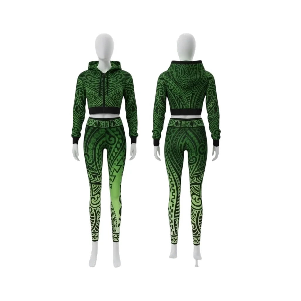 Paradox Emerald Tribal Two-Piece Activewear Set