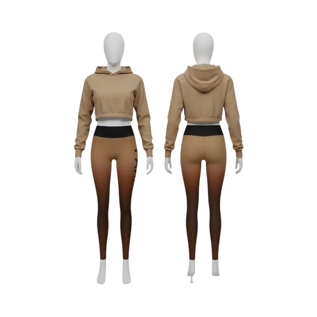 Neutral Brown Fade Activewear Set