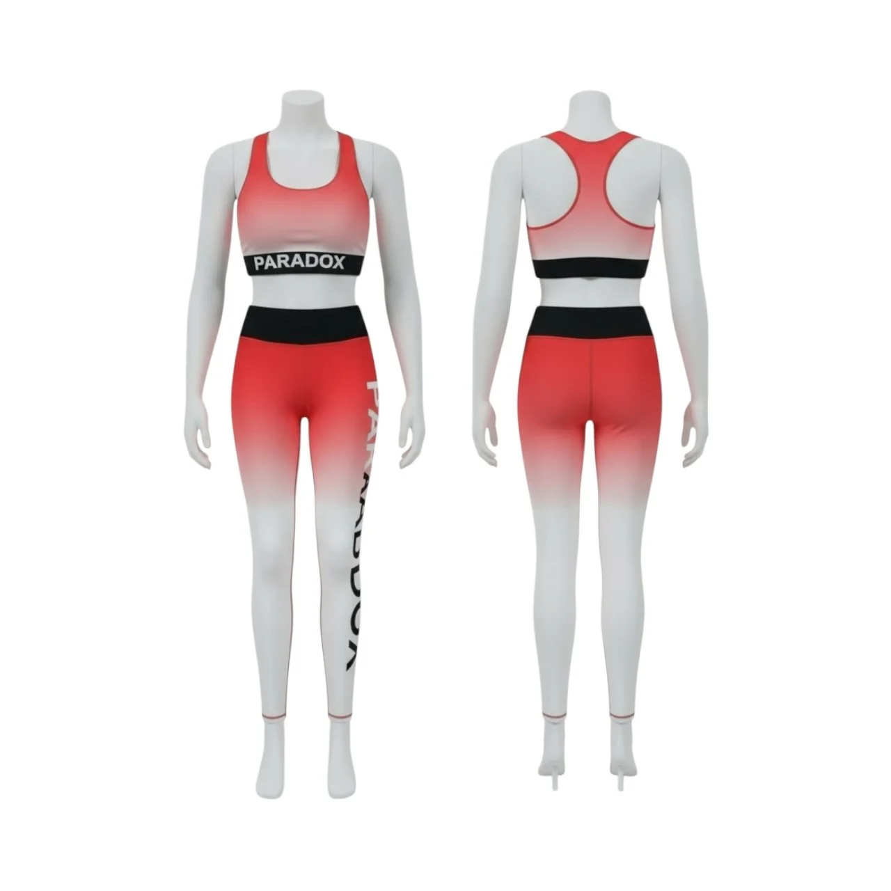 Paradox Red Gradient Activewear Set – Sports Bra & High-Waisted Leggings