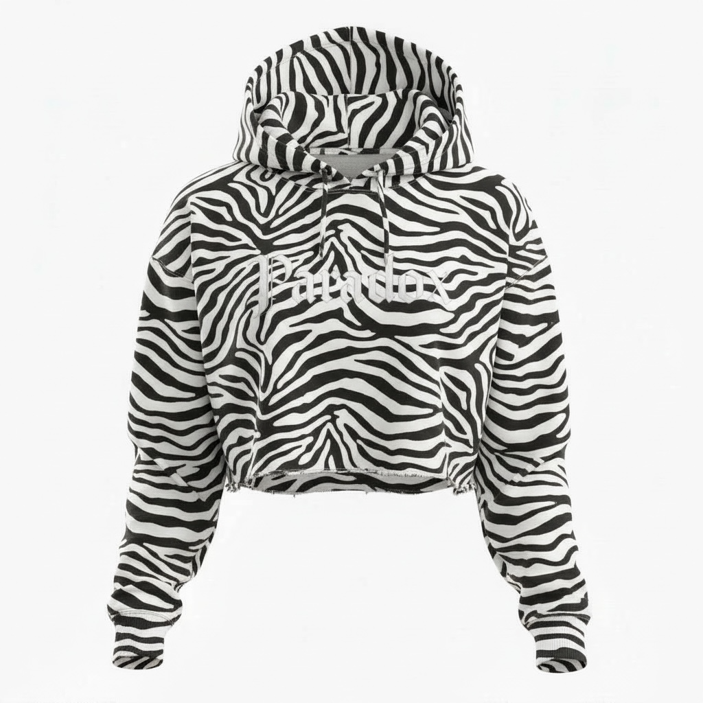 Paradox Cropped Hoodie – white Zebra Edition