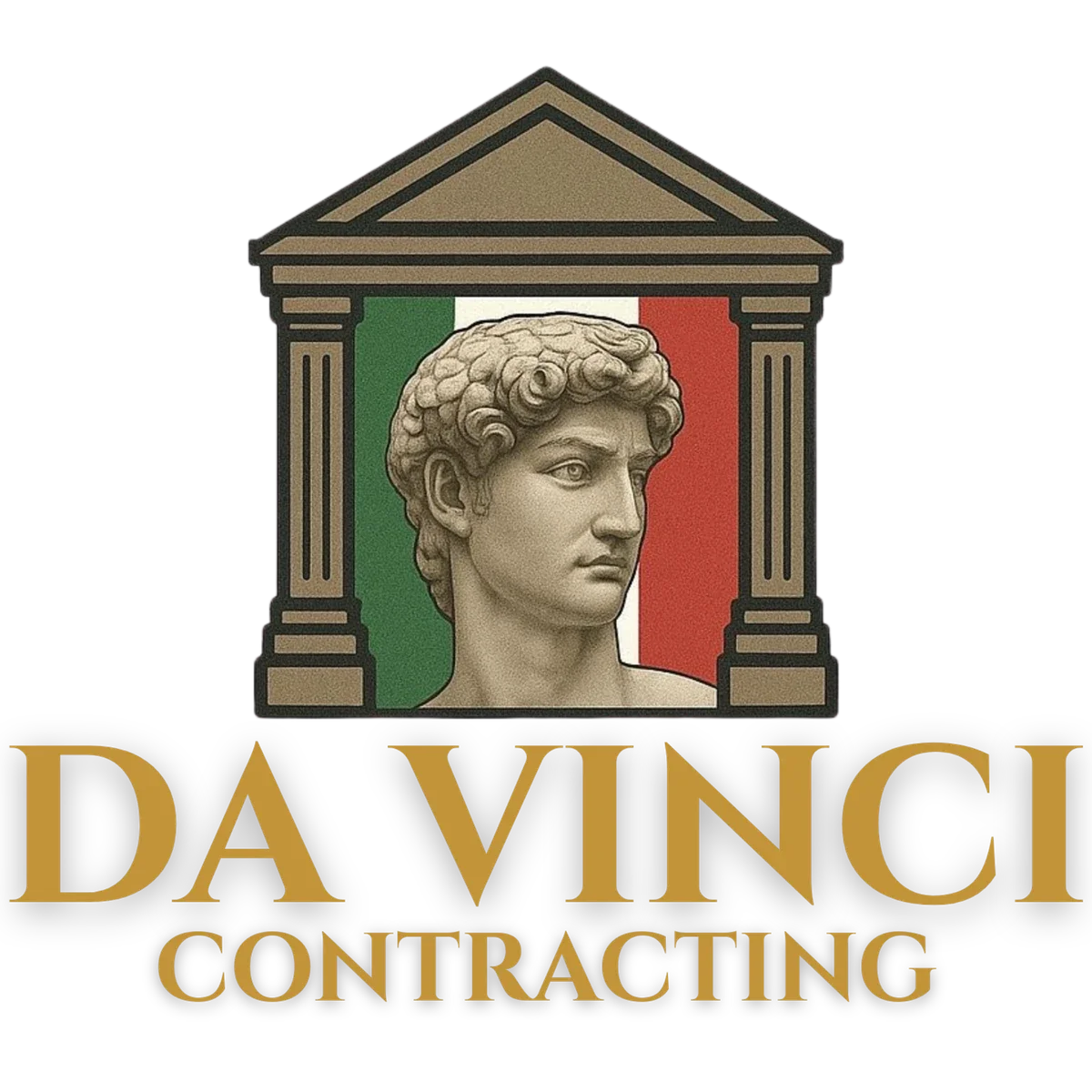 Da Vinci Contracting logo inspired by Italian craftsmanship and classical architecture