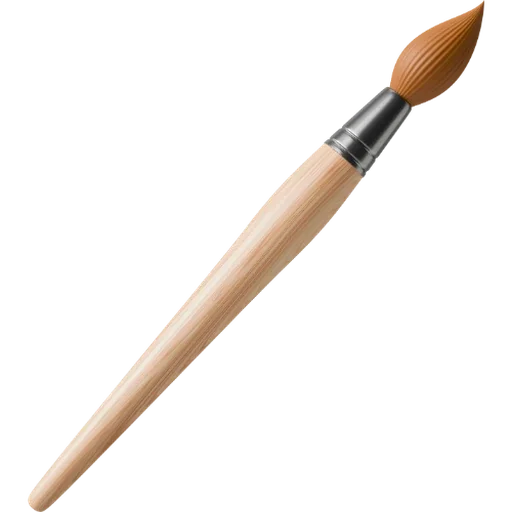 A paintbrush with a wooden handle and brown bristles.