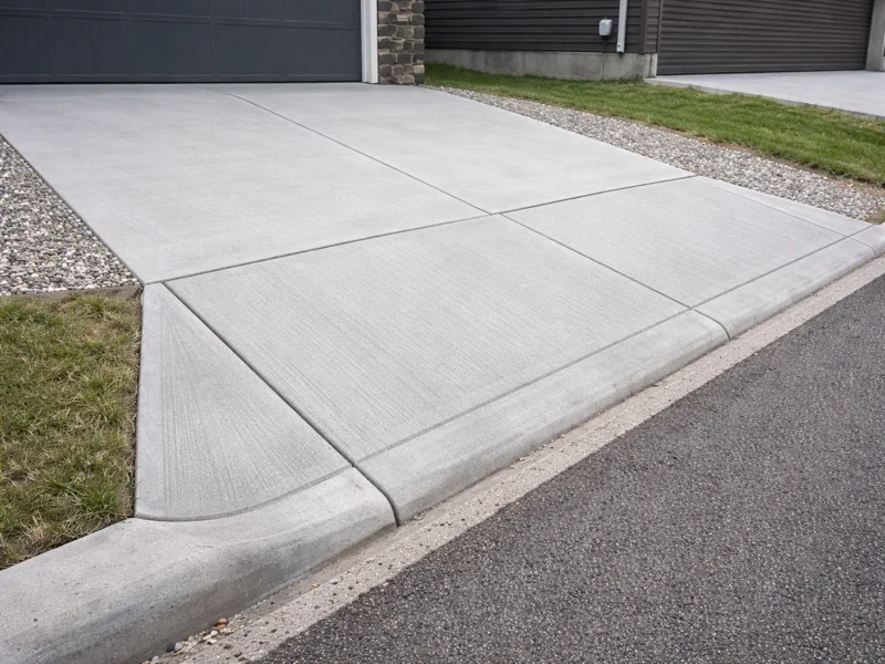 Concrete driveway apron and ramp installation in Calgary with smooth transition from street to driveway