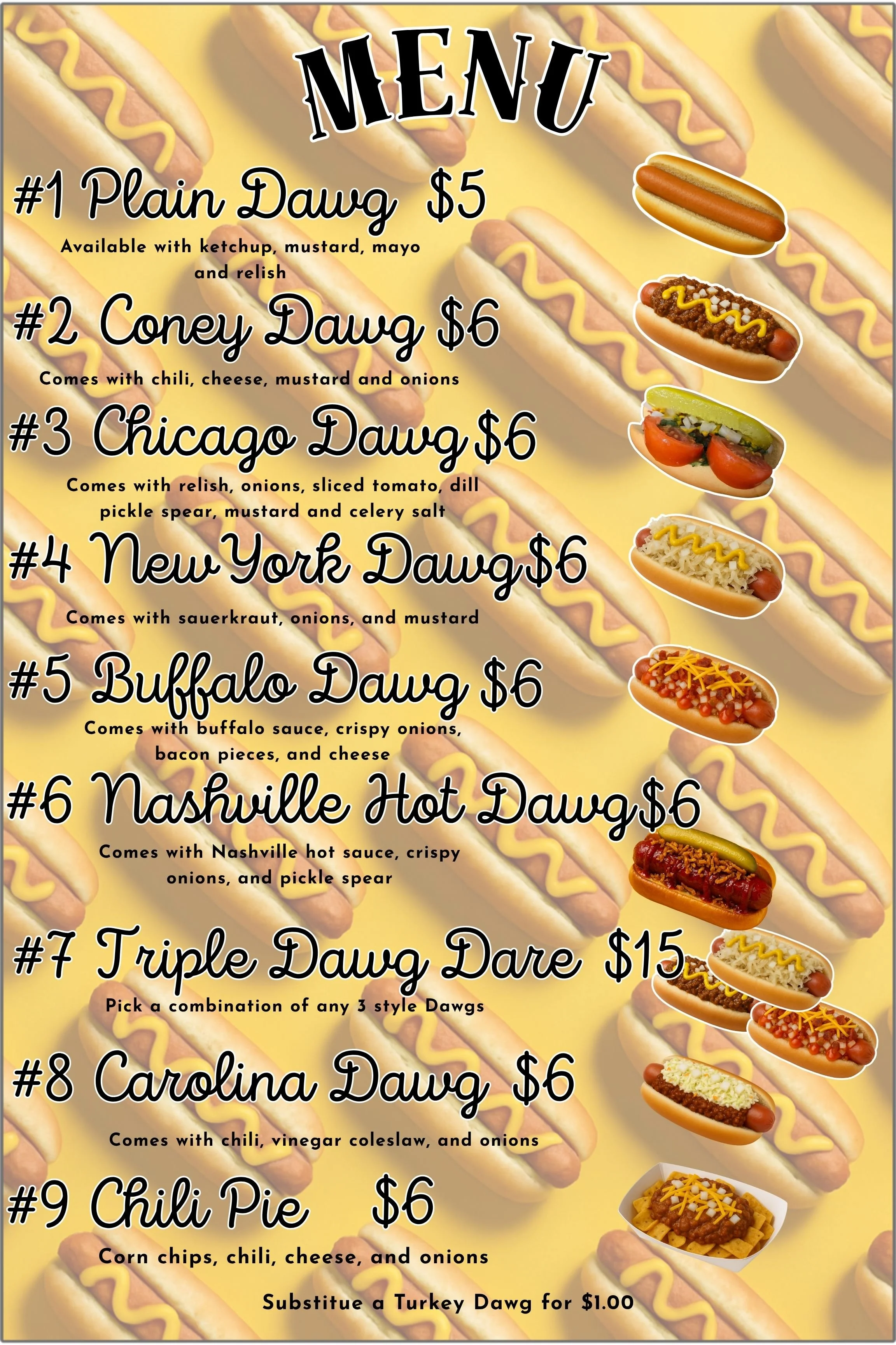 Menu | Discover Gourmet Hot Dogs - Order Now — The Dawghouse Food Truck