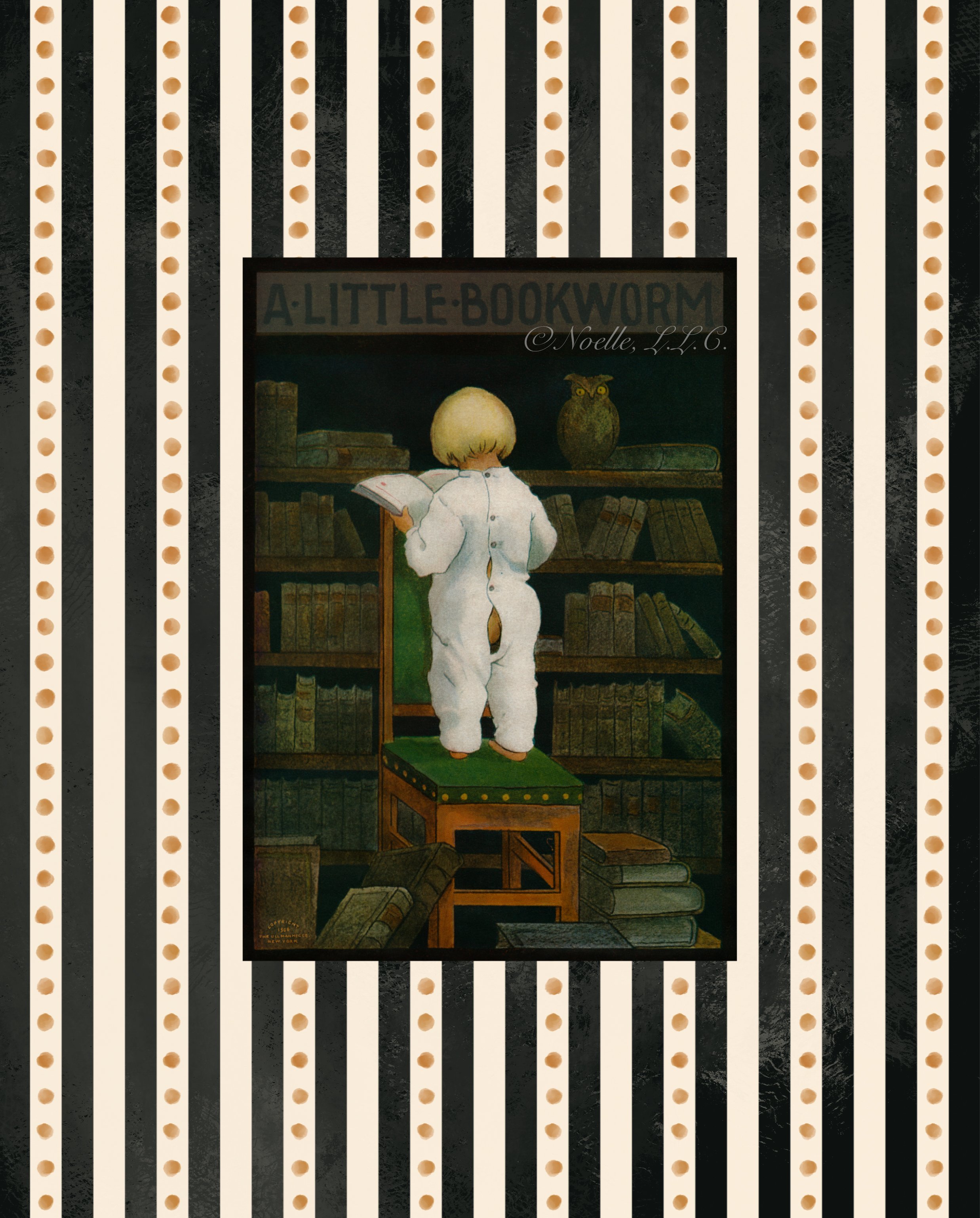 RueNoelle_Bookworm_Black w Brown Dots_8.25x10.25.jpg