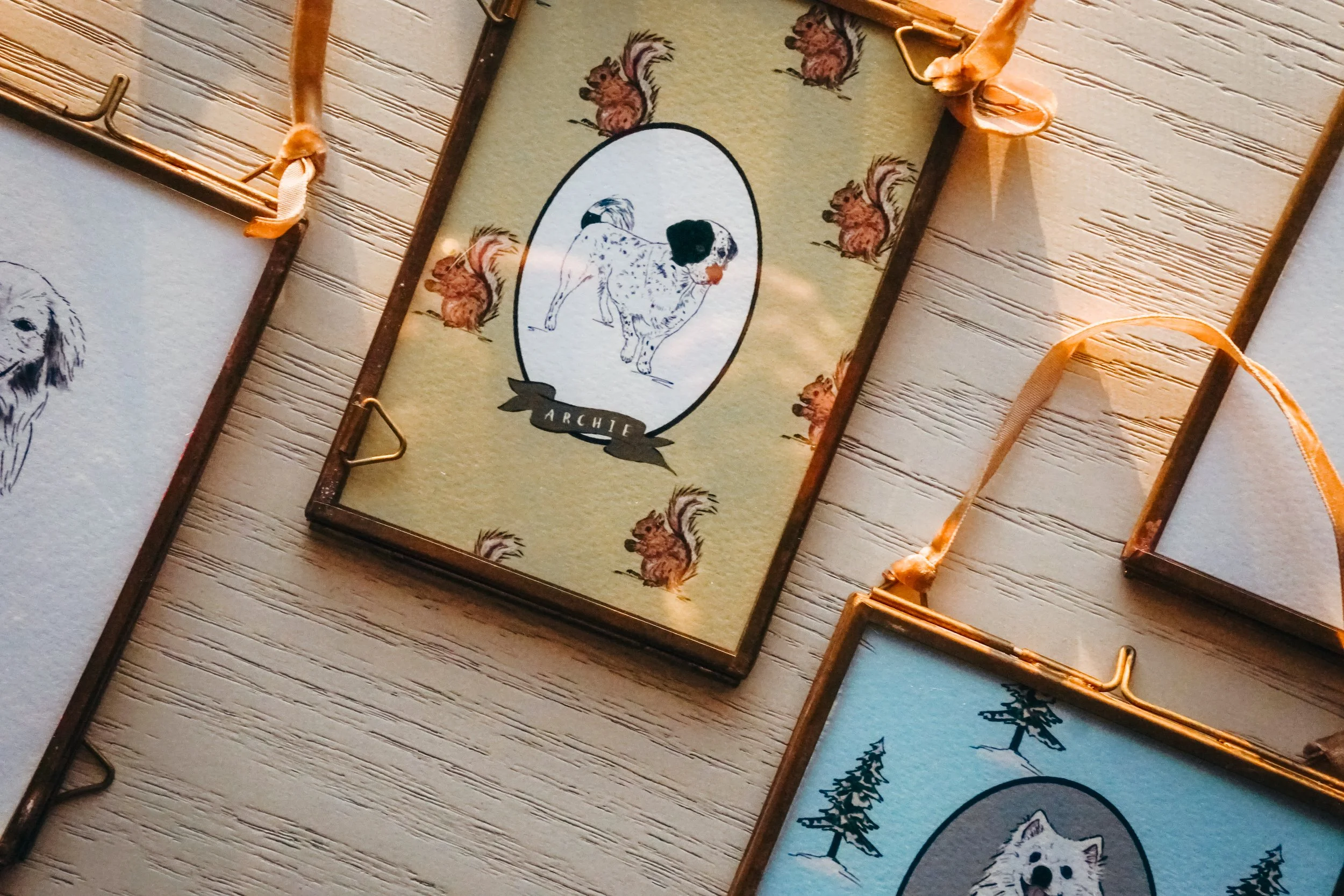 Custom Pet Portrait - Duo - Framed Ornament - NEW!