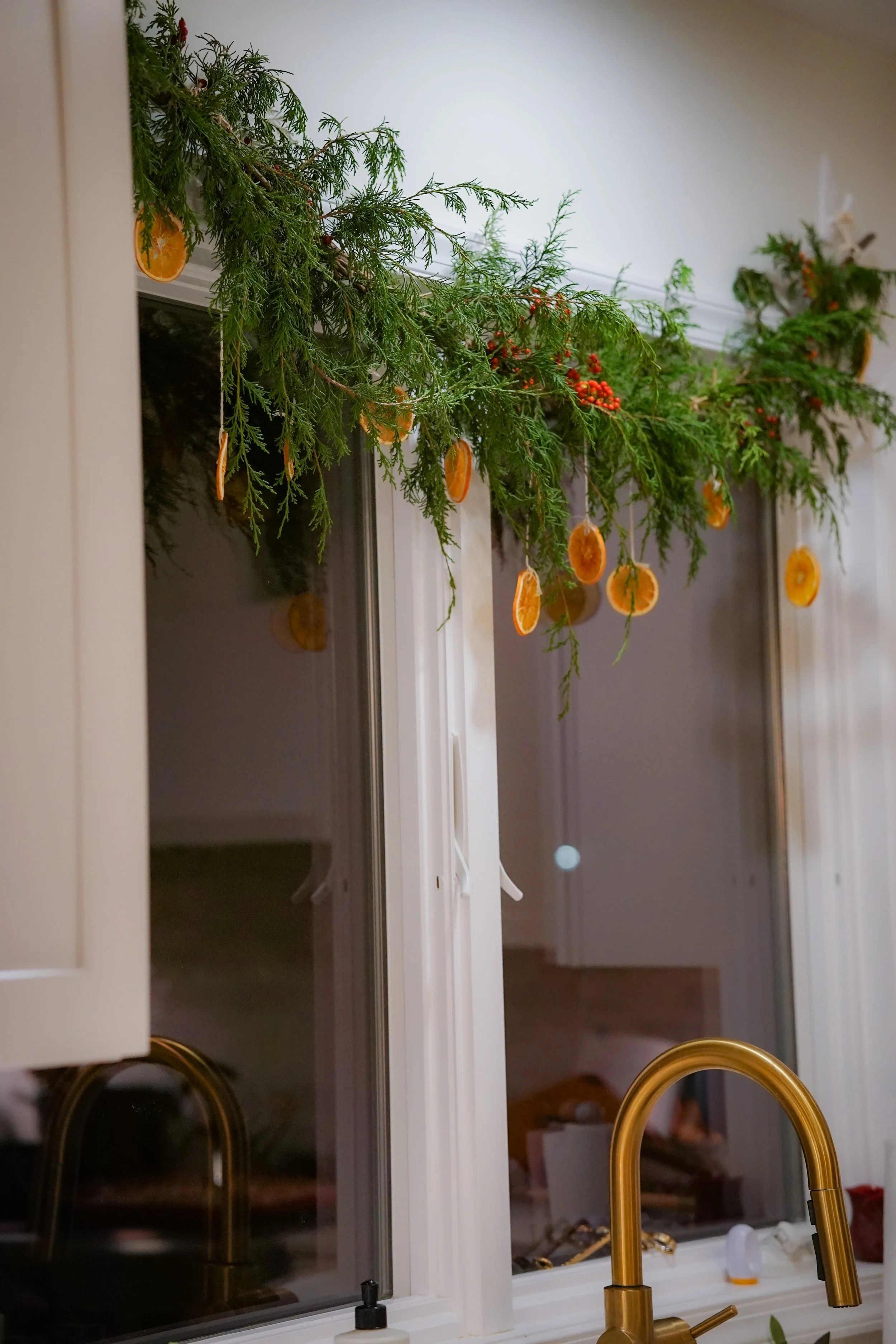 Garland hung at night