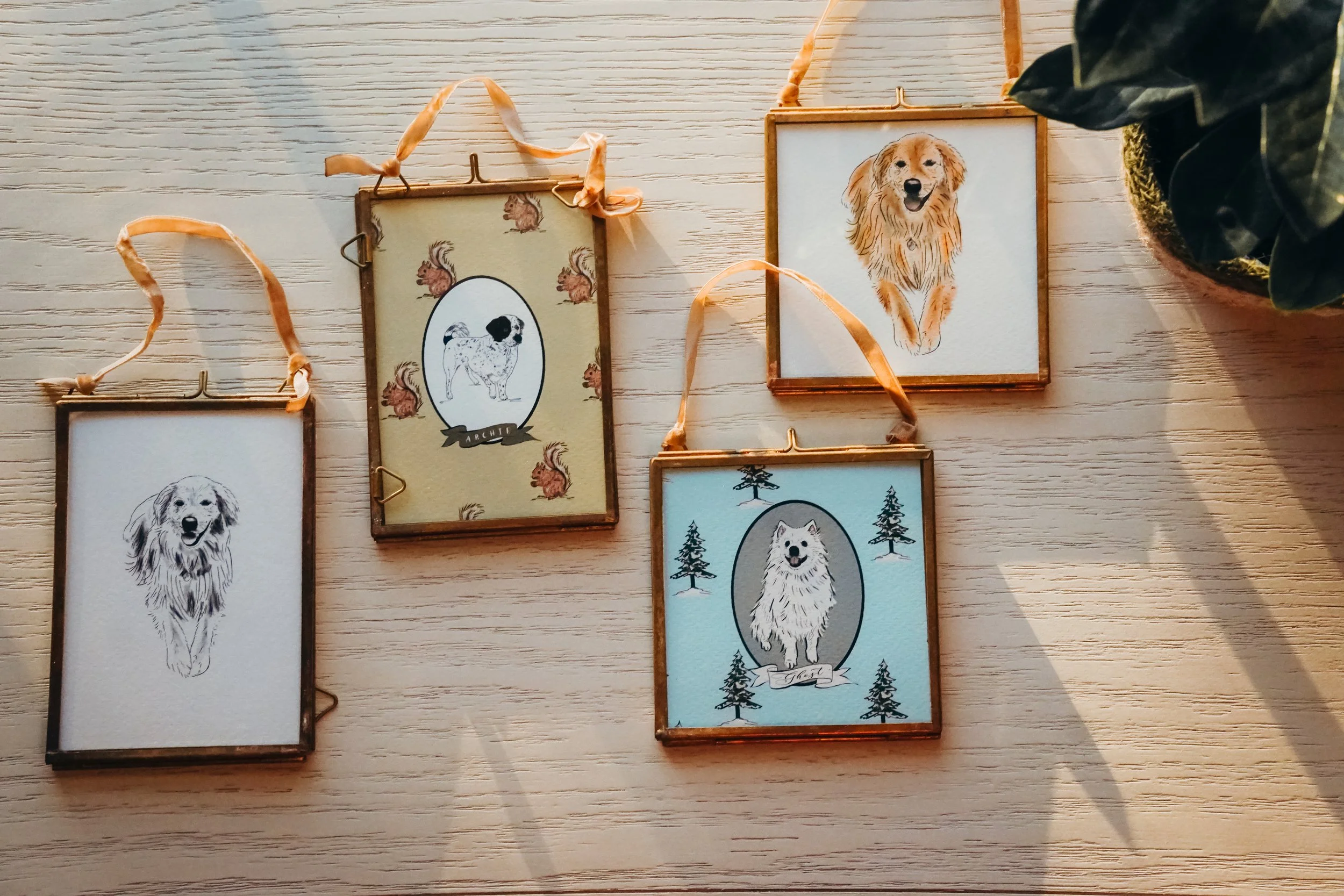 Custom Pet Portrait - Framed Ornament - NEW!