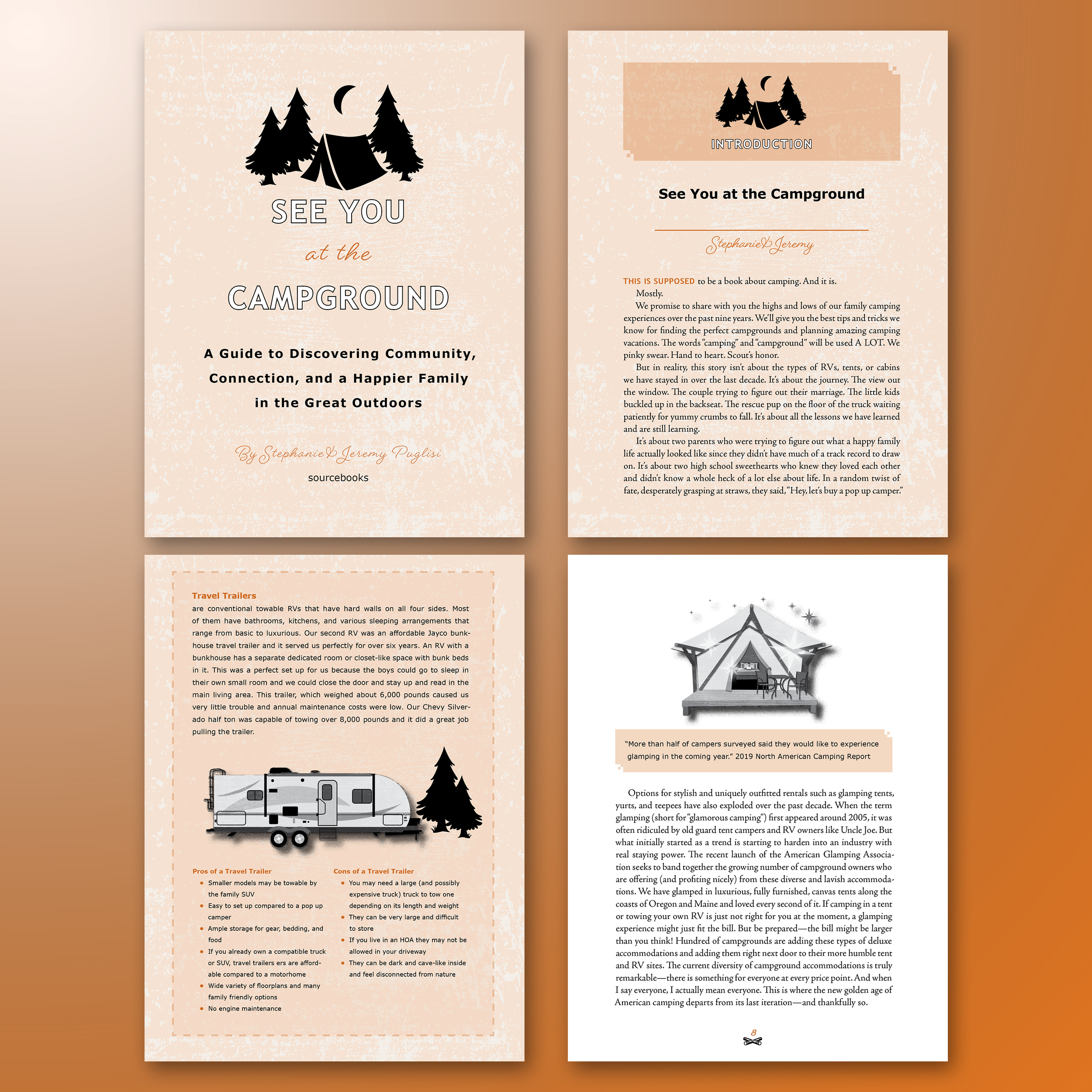 SEE YOU AT THE CAMPGROUND. Non-fiction, but told more like a memoir rather than a guide. While it was full of reference figures and detailed information, it needed to feel more personal and not just technical.
